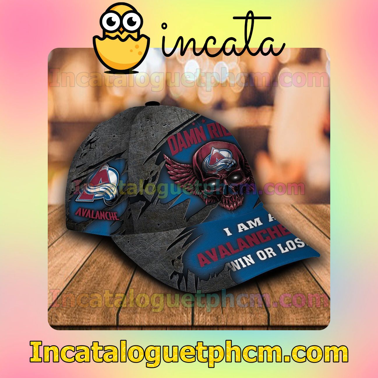 Review Colorado Avalanche Skull Damn Right I Am A Fan Win Or Lose NHL Customized Hat Caps