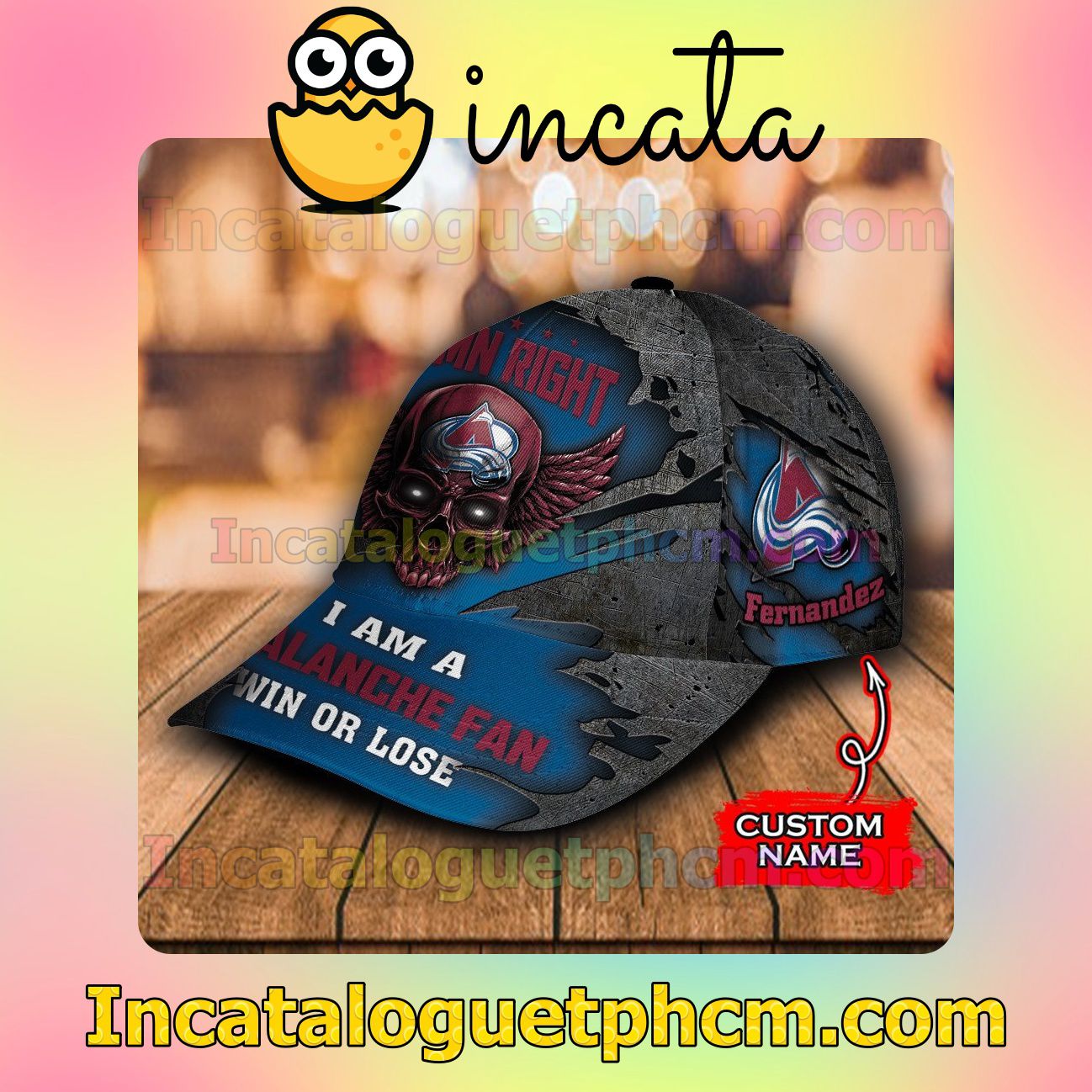 Luxury Colorado Avalanche Skull Damn Right I Am A Fan Win Or Lose NHL Customized Hat Caps