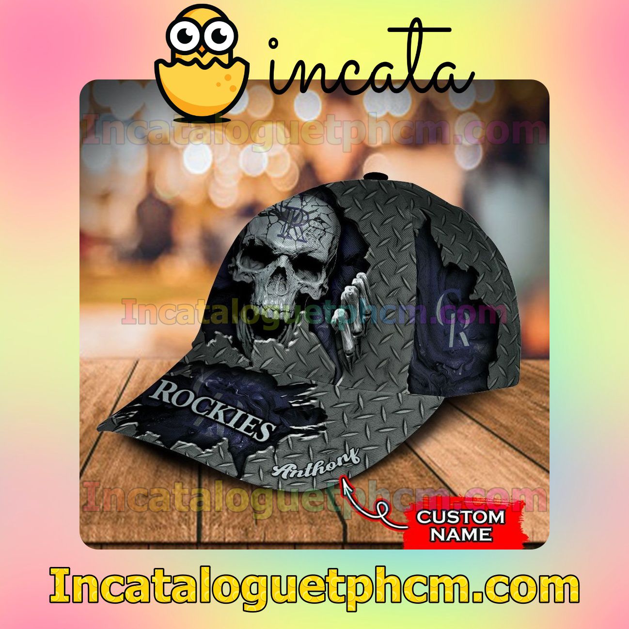 Hot Colorado Rockies Skull MLB Customized Hat Caps