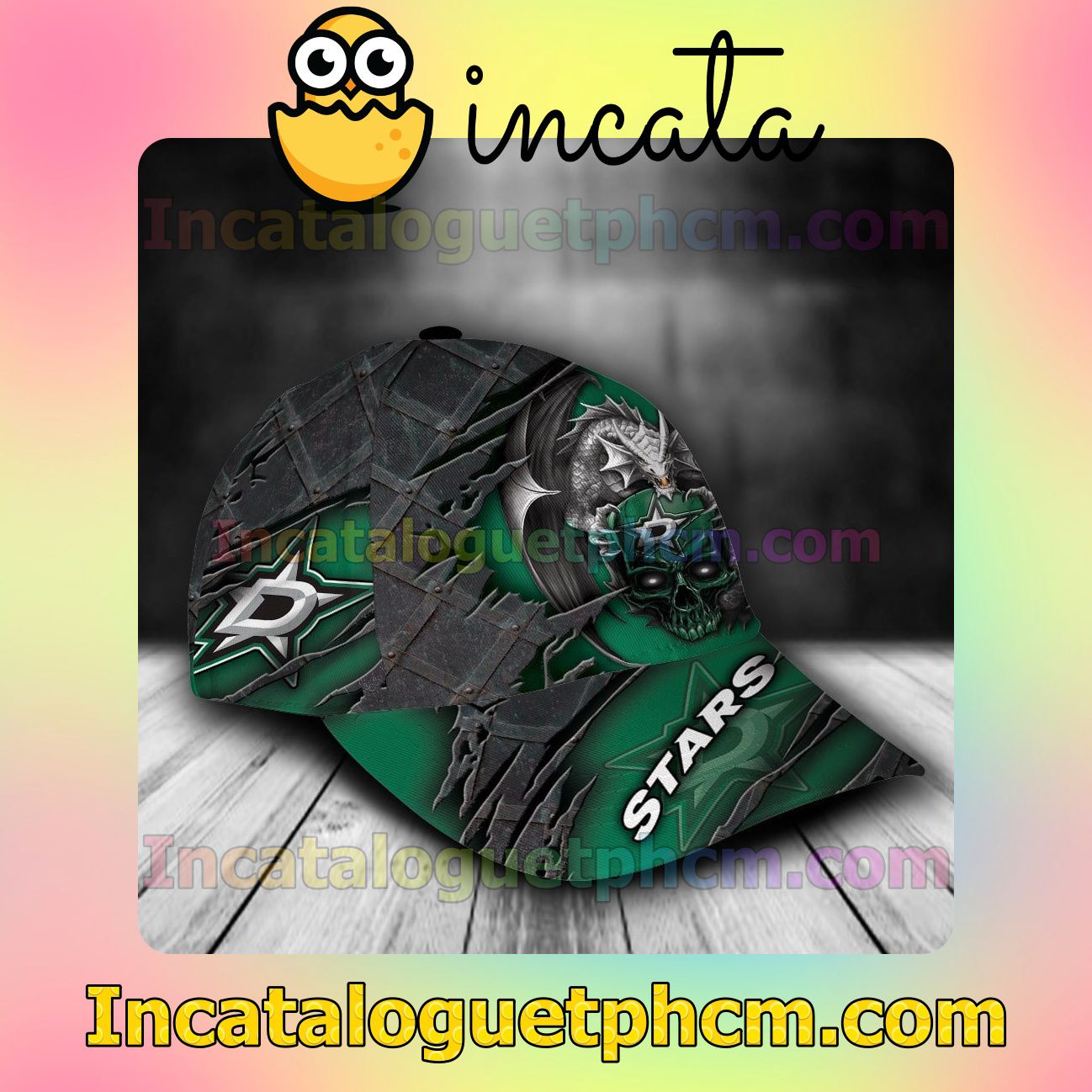 Official Dallas Stars Dragon Crack 3D NHL Customized Hat Caps