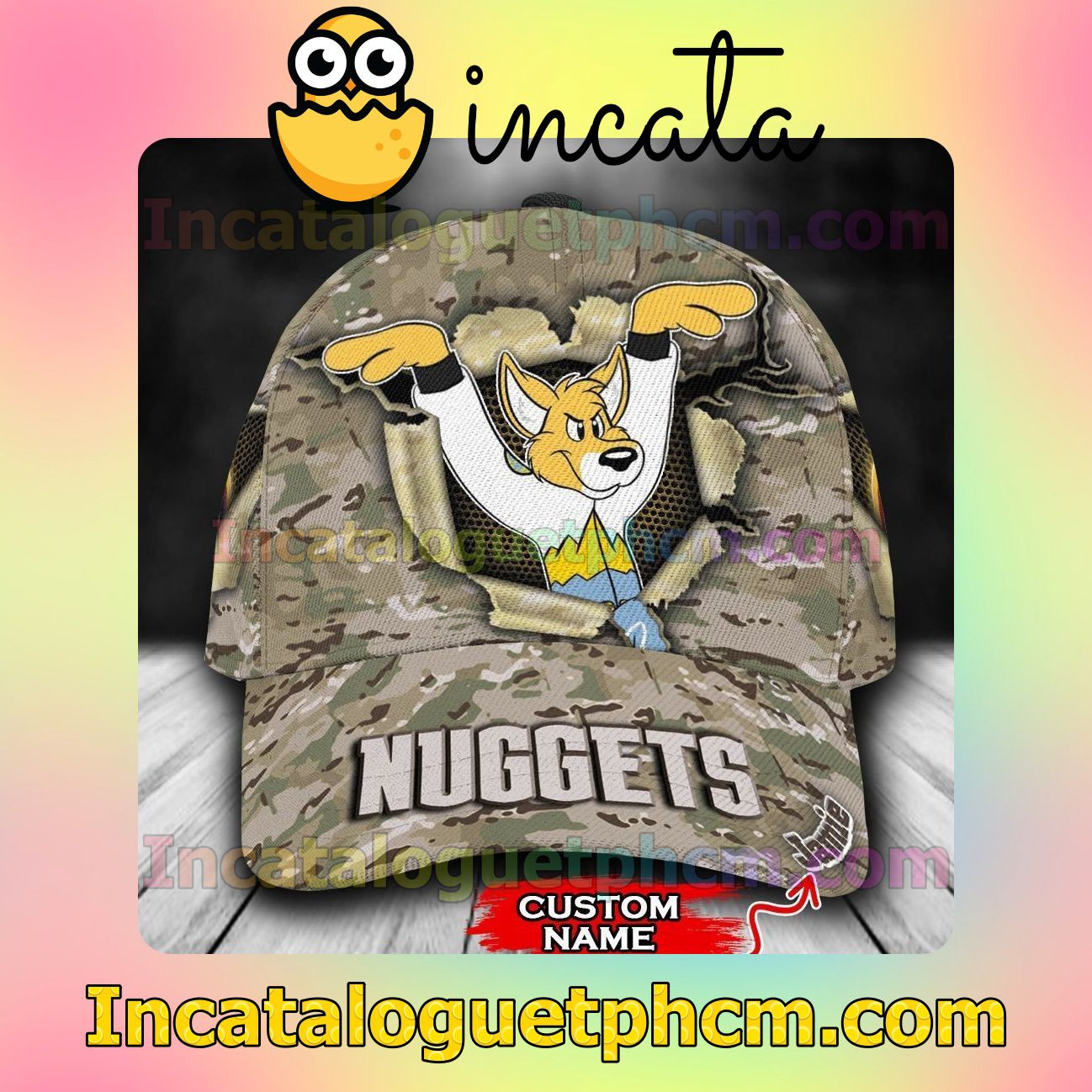 POD Denver Nuggets Camo Mascot NBA Customized Hat Caps