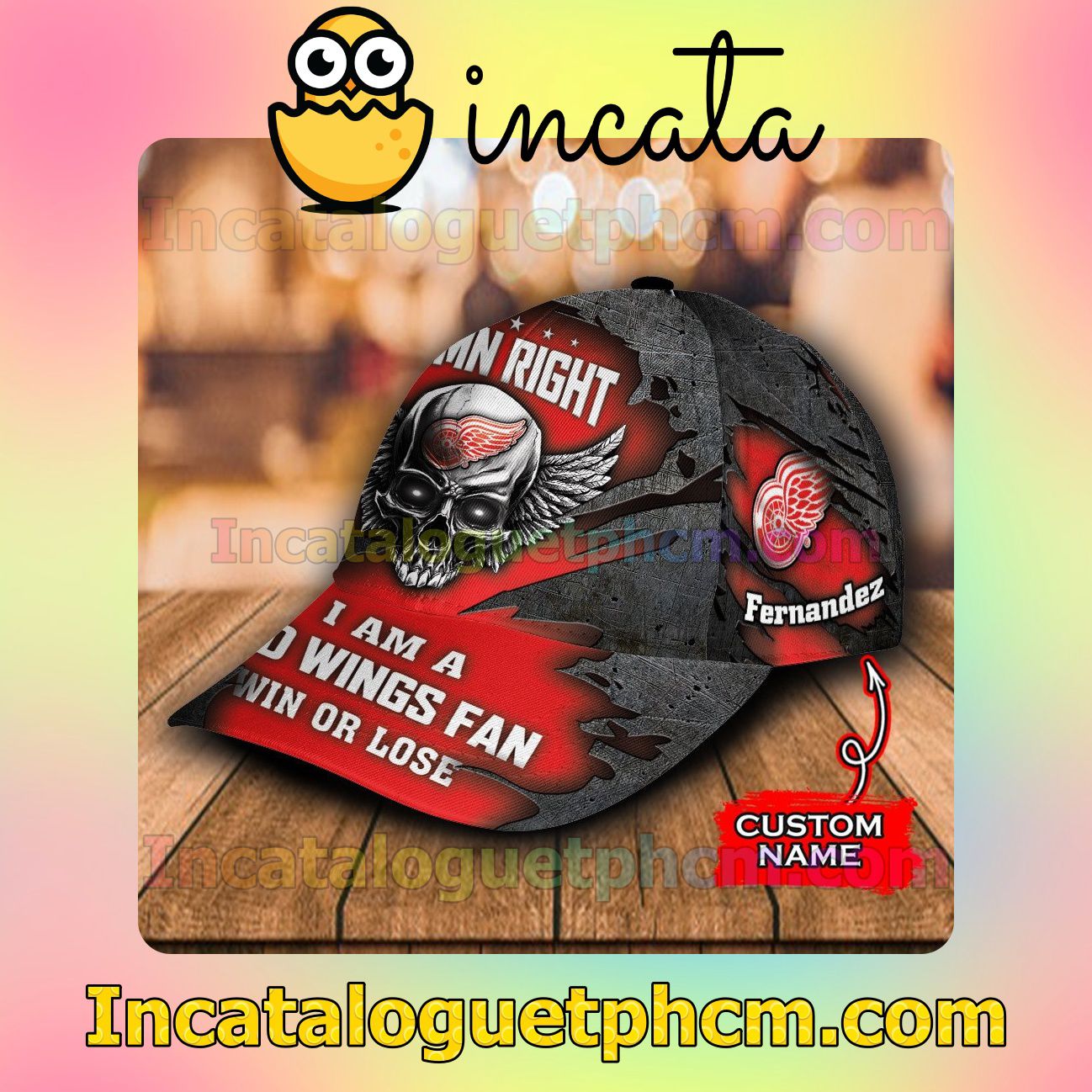 The cheapest Detroit Red Wings Skull Damn Right I Am A Fan Win Or Lose NHL Customized Hat Caps