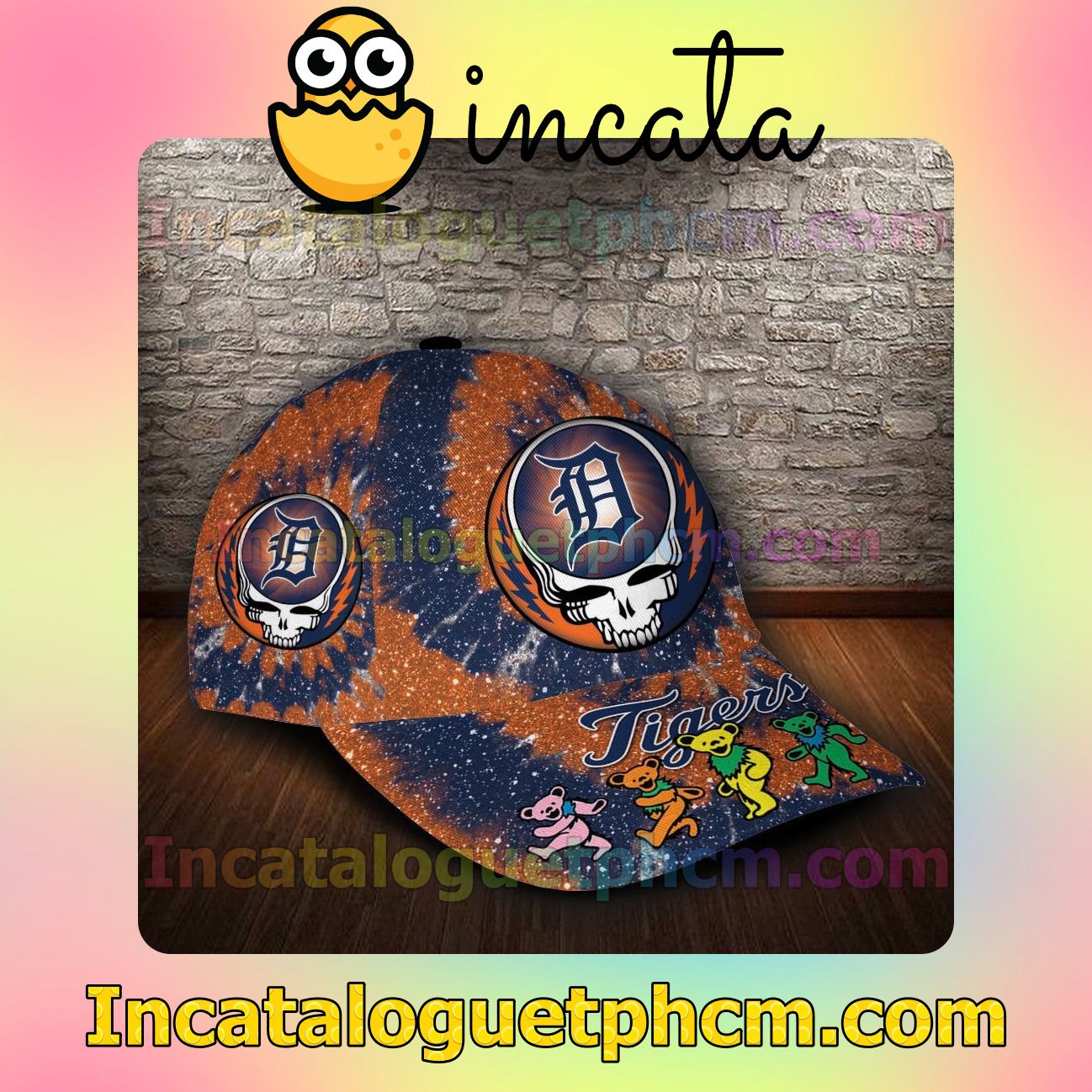 Unisex Detroit Tigers & Grateful Dead Band MLB Customized Hat Caps