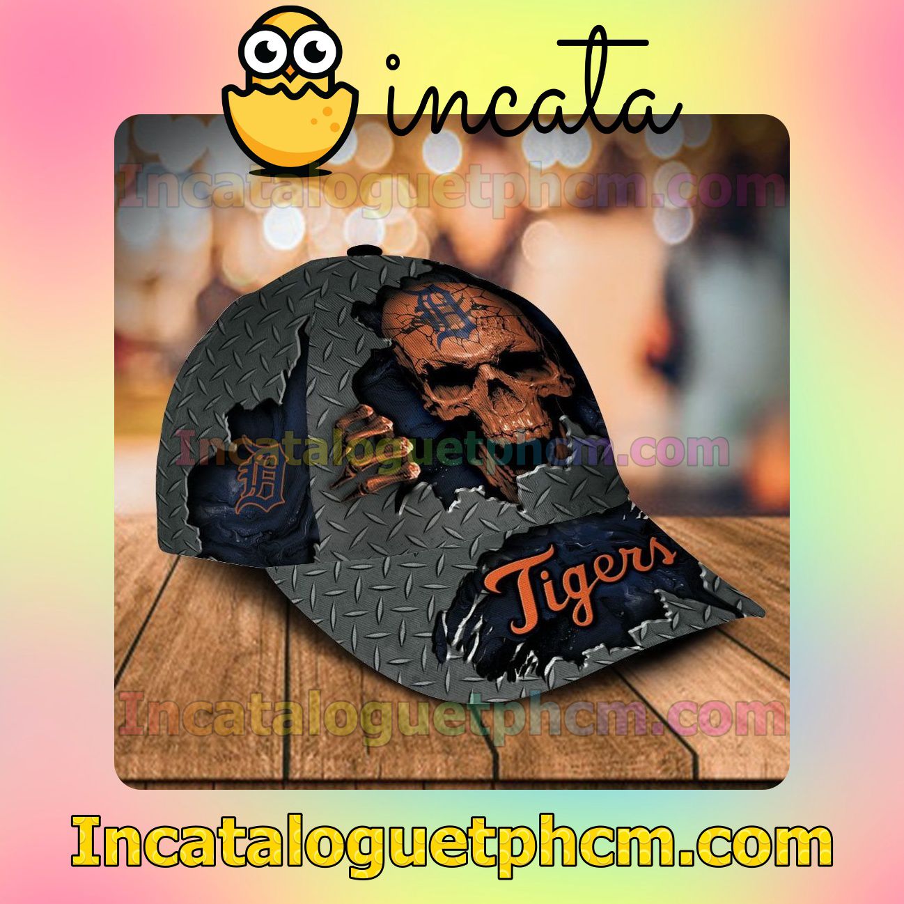 Mother's Day Gift Detroit Tigers Skull MLB Customized Hat Caps