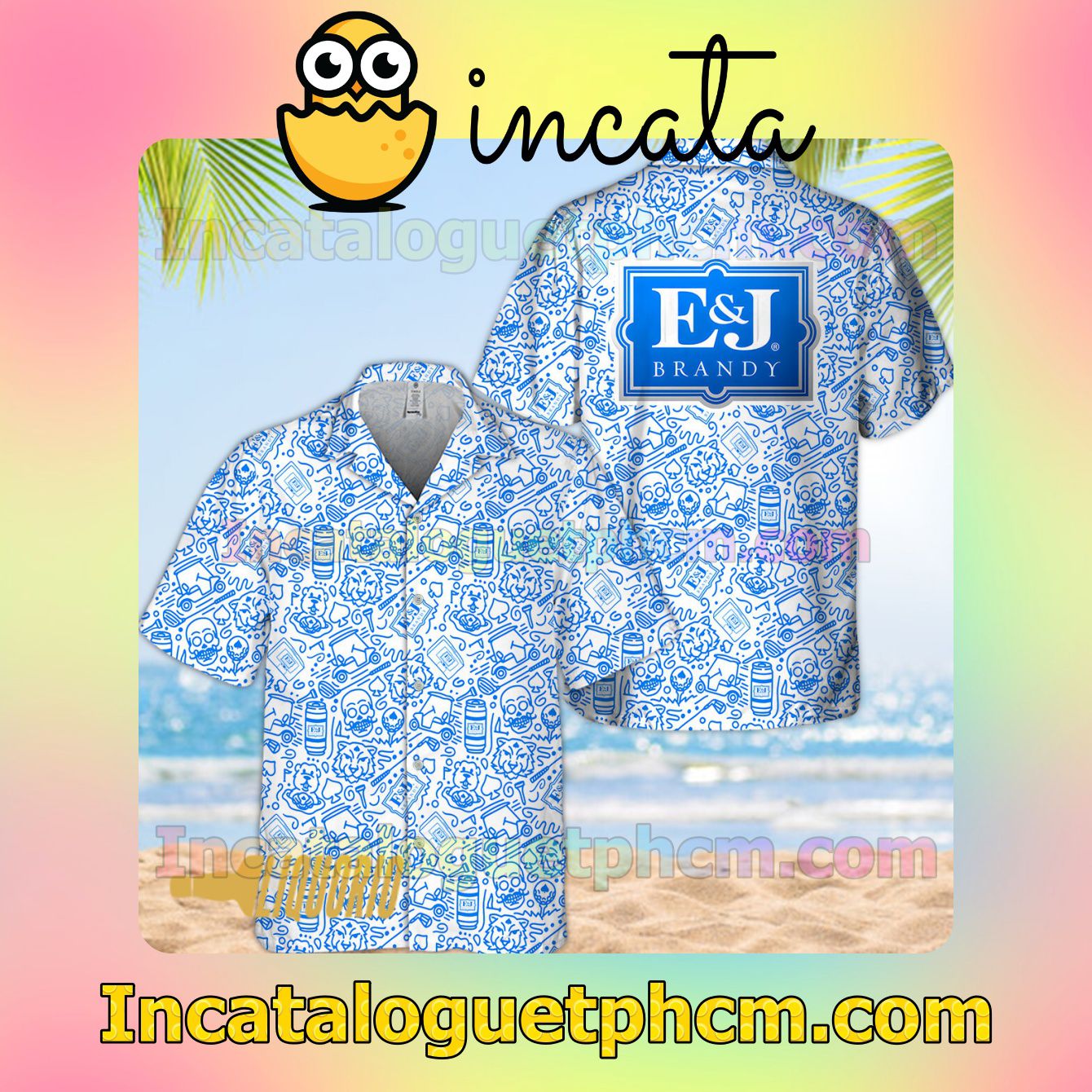 E&J Brandy Doodle Art Summer Vacation Shirt