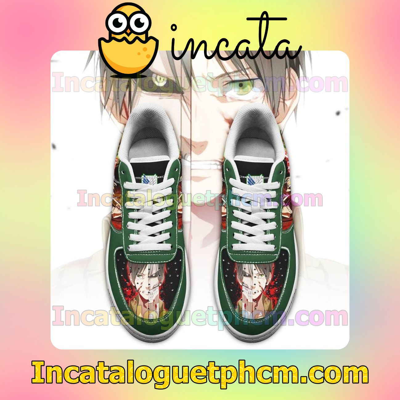 Beautiful Eren Yeager Attack On Titan AOT Anime Nike Low Shoes Sneakers
