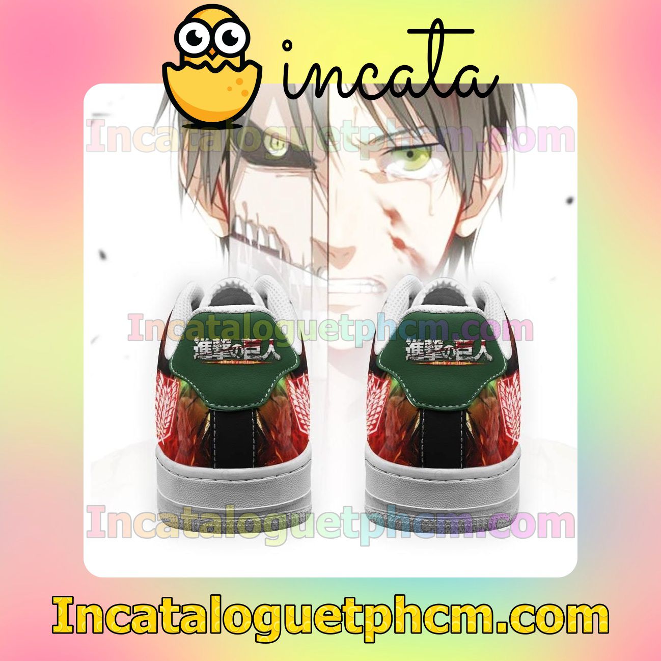 Beautiful Eren Yeager Attack On Titan AOT Anime Nike Low Shoes Sneakers