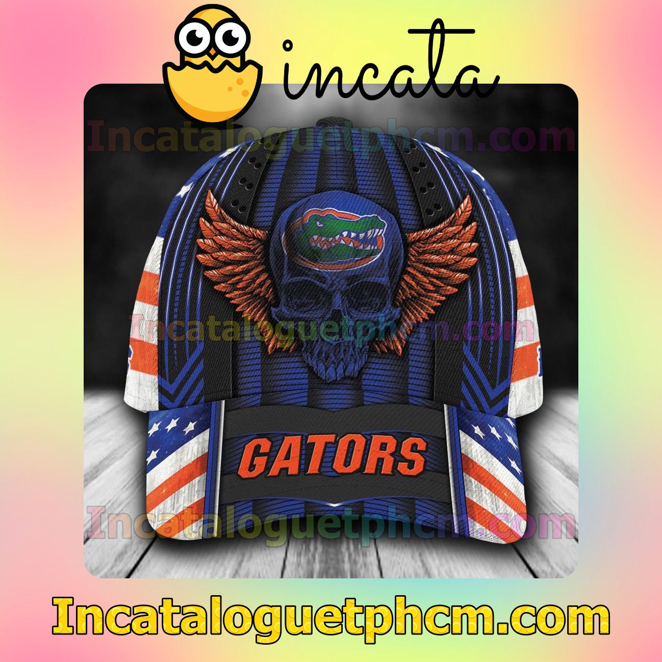 Free Florida Gators Skull Flag NCAA Customized Hat Caps