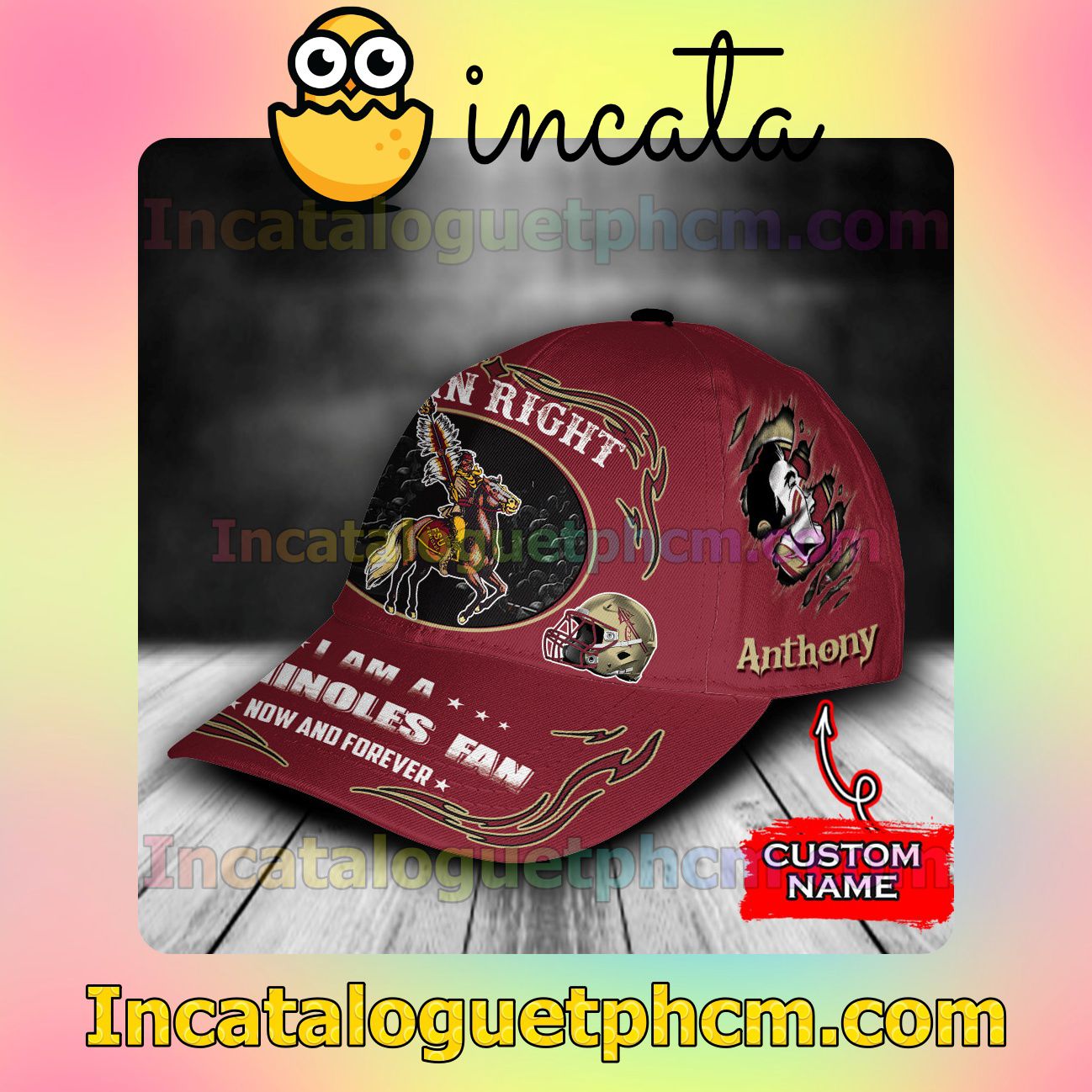 Funny Tee Florida State Seminoles Mascot NCAA Customized Hat Caps