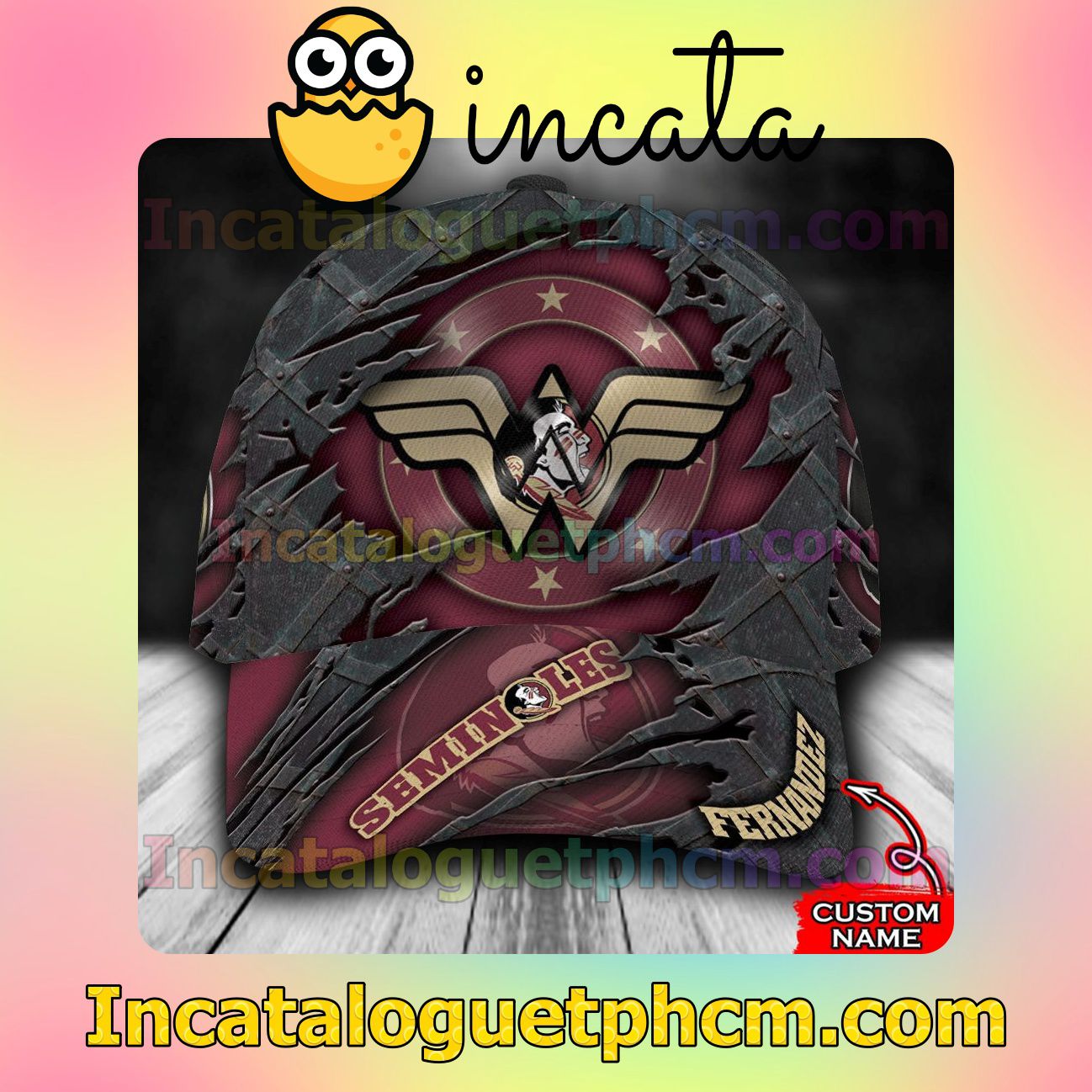  Ships From USA Florida State Seminoles Wonder Woman NCAA Customized Hat Caps