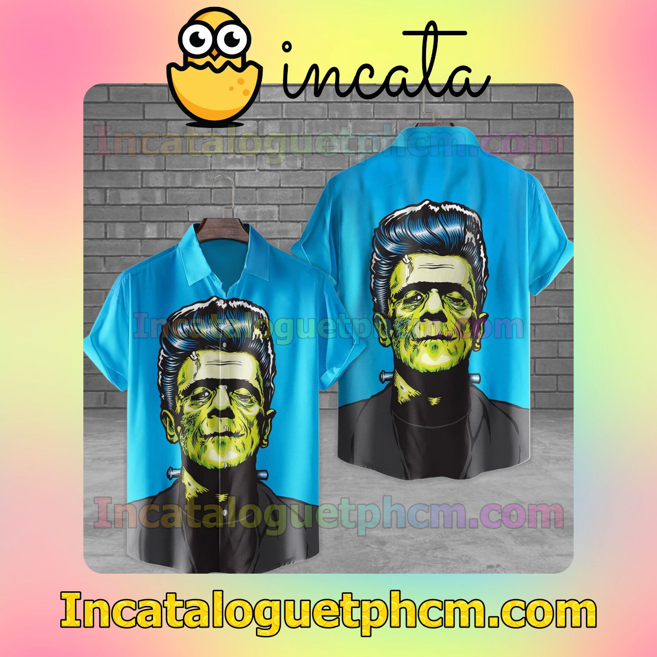 Frankenstein Halloween Blue Unisex Shirts