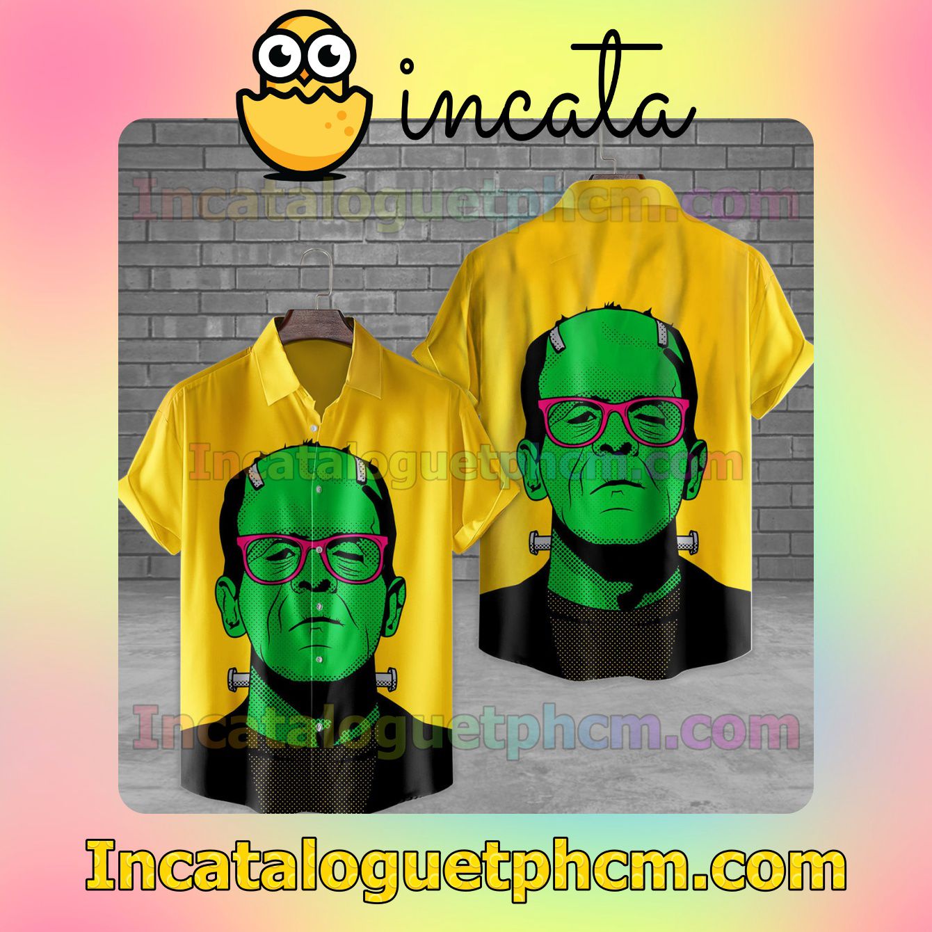 Frankenstein Wearing Glasses Unisex Shirts
