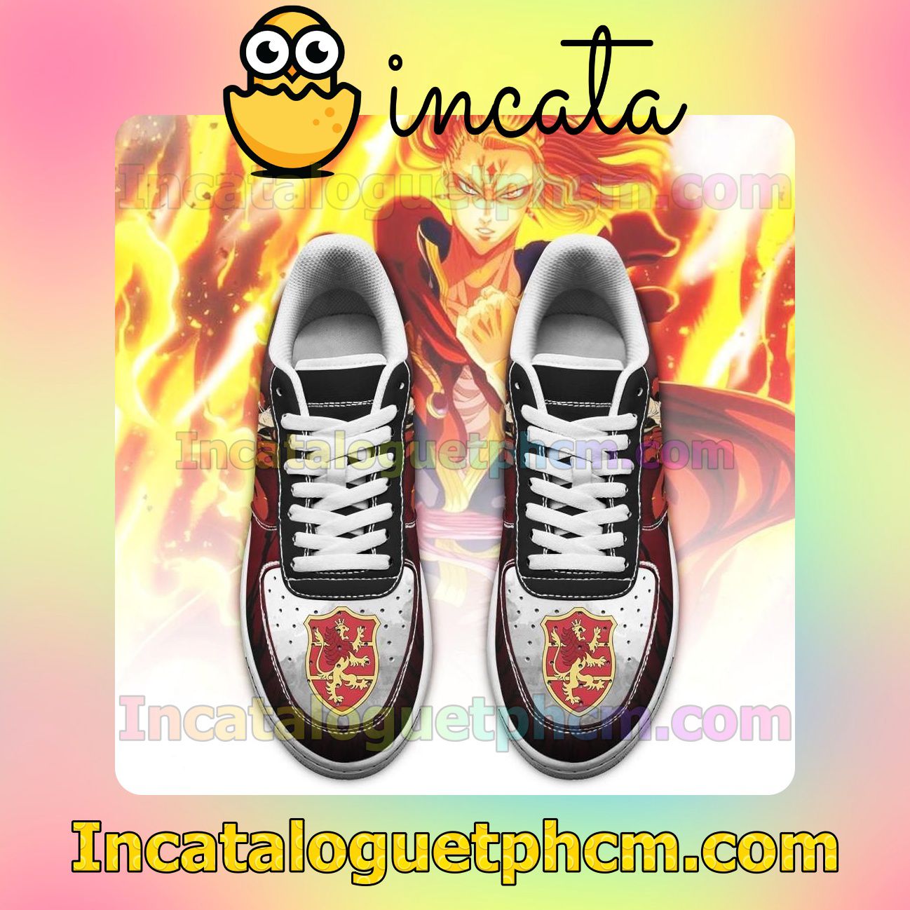 Drop Shipping Fuegoleon Vermillion Crimson Lion Knight Black Clover Anime Nike Low Shoes Sneakers