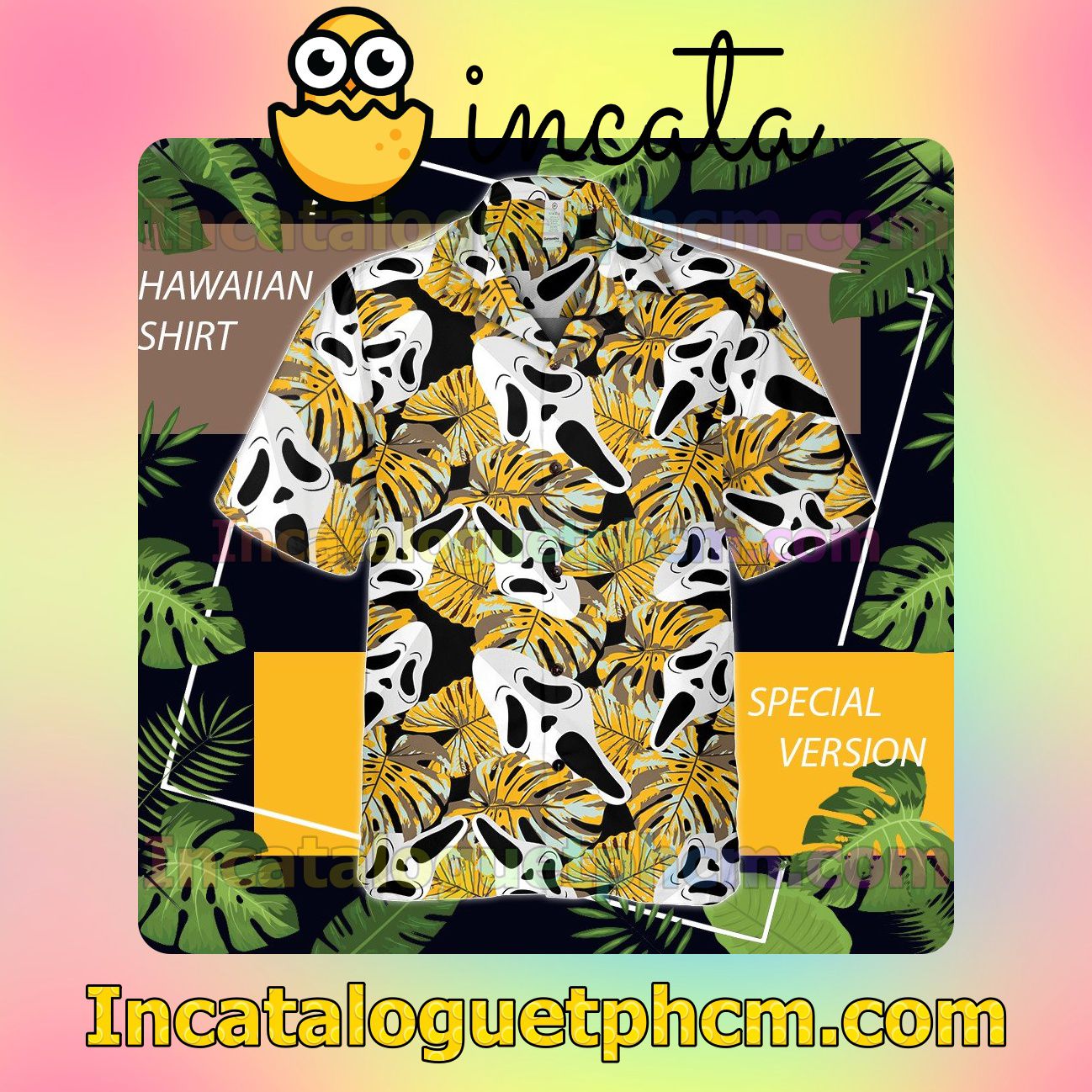 Ghost Face Tropical Monstera Leaf Unisex Shirts