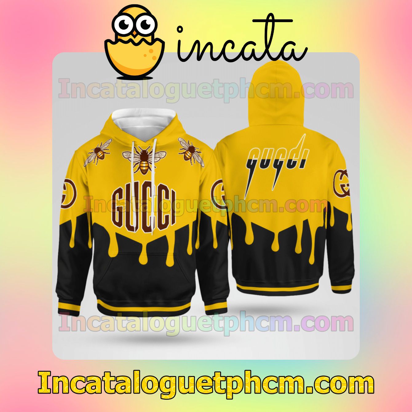 Gucci Bee Black And Yellow Nike Zip Up Hoodie
