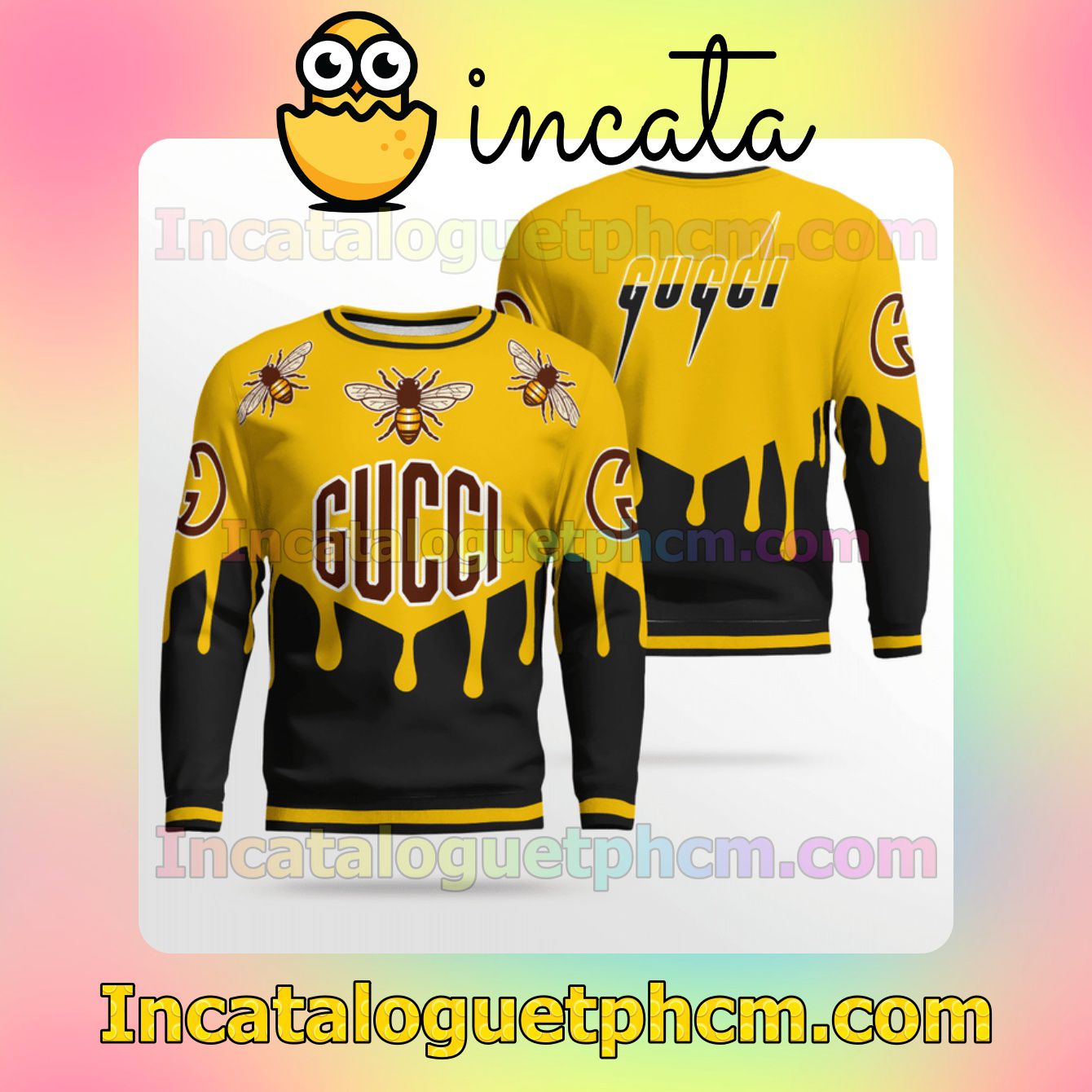Gucci Bee Black And Yellow Wool Sweater Sweatshirt Gift For Mom