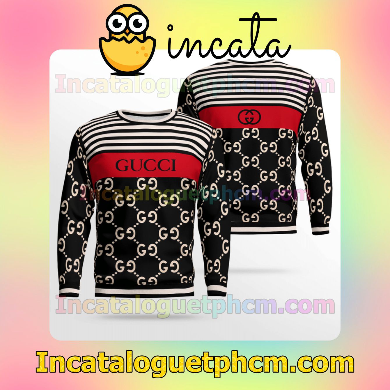 Gucci Horizontal Stripes Black Wool Sweater Sweatshirt Gift For Mom