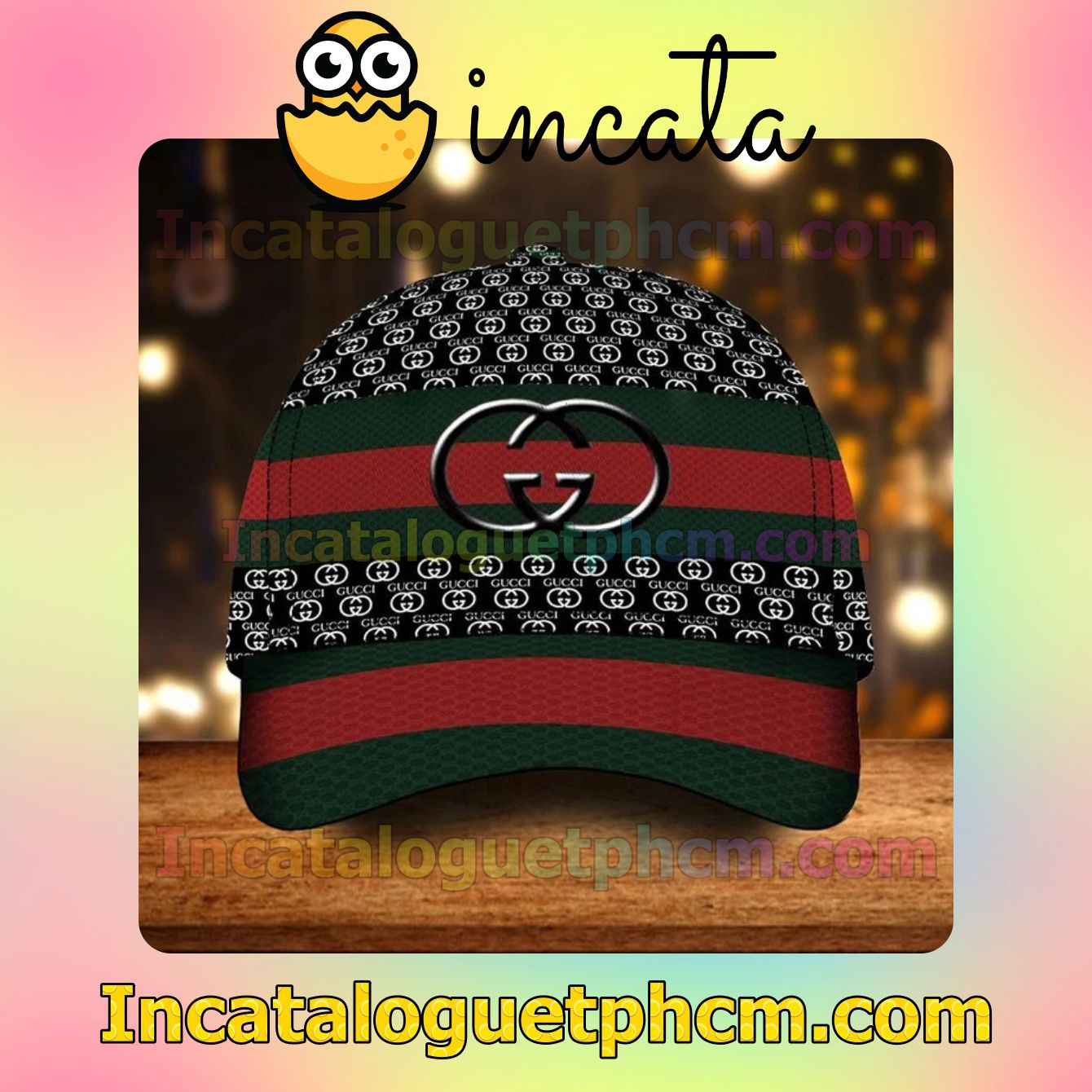 Gucci Logo Full Print And Green And Red Stripes Classic Hat Caps Gift For Men