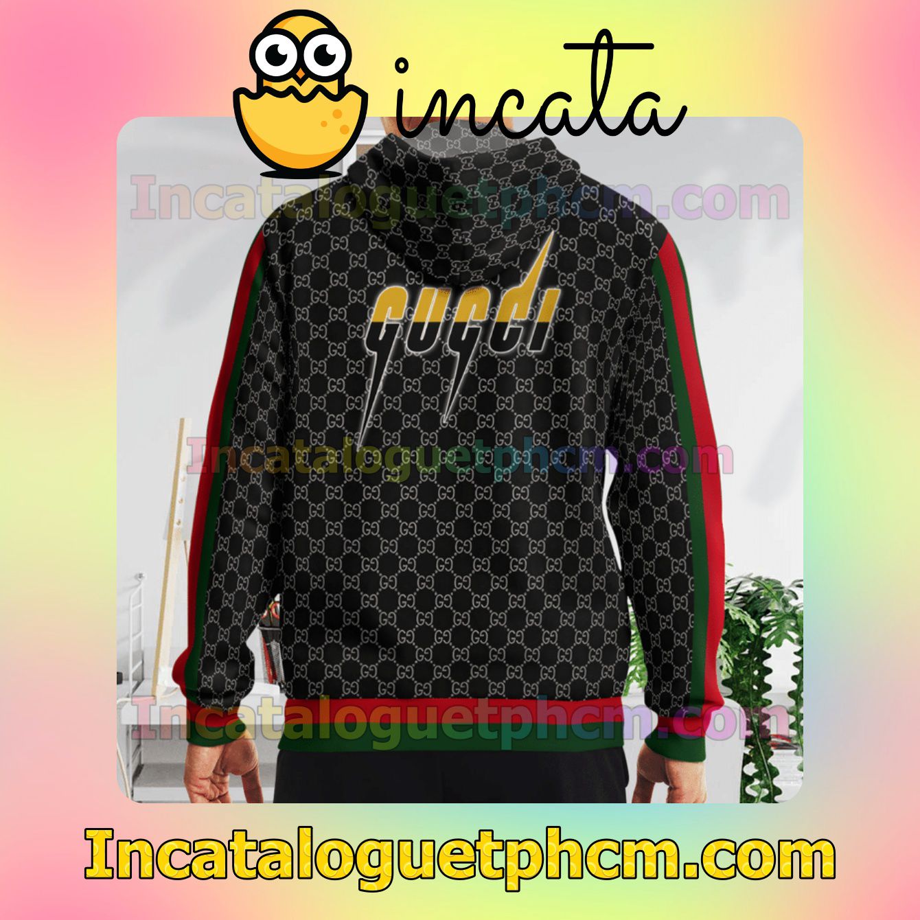Present Gucci Mickey Mouse Black Monogram With Red And Green Stripes Nike Zip Up Hoodie