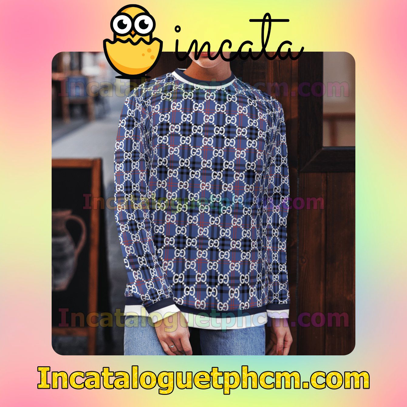  Gucci Monogram And Plaid Wool Sweater Sweatshirt Gift For Mom