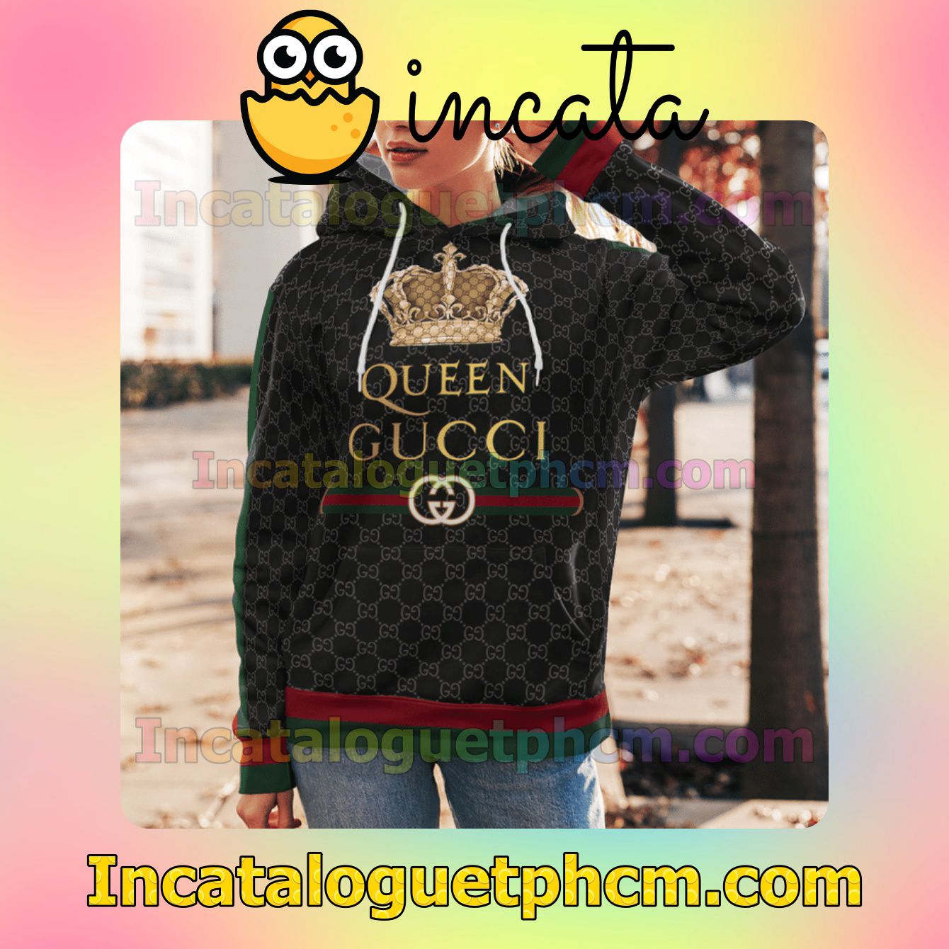 Nice Gucci Queen Crown Black Nike Zip Up Hoodie