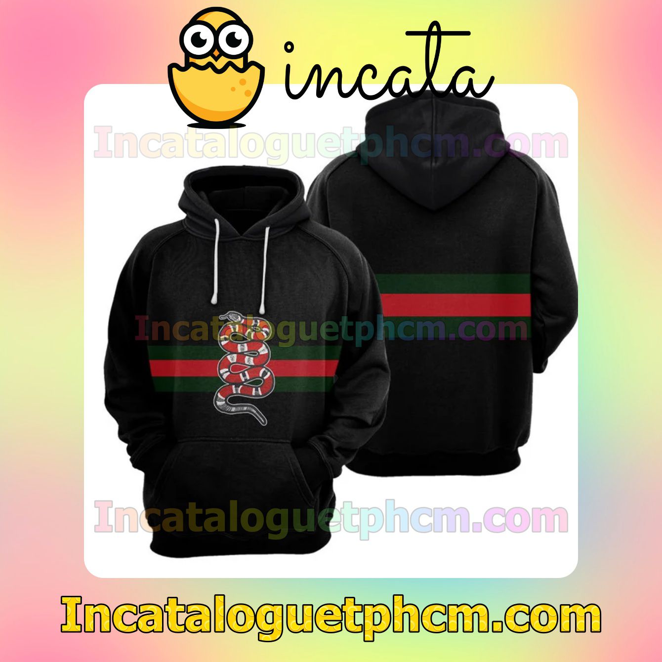 Gucci Snake Green And Red Stripes Black Nike Zip Up Hoodie
