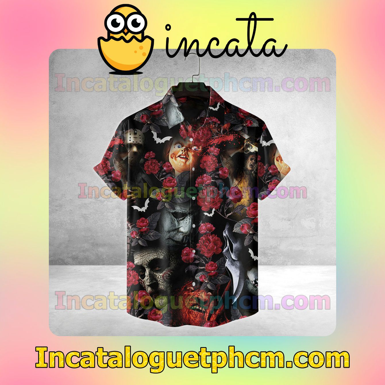 Horror Characters Red Flower Unisex Shirts