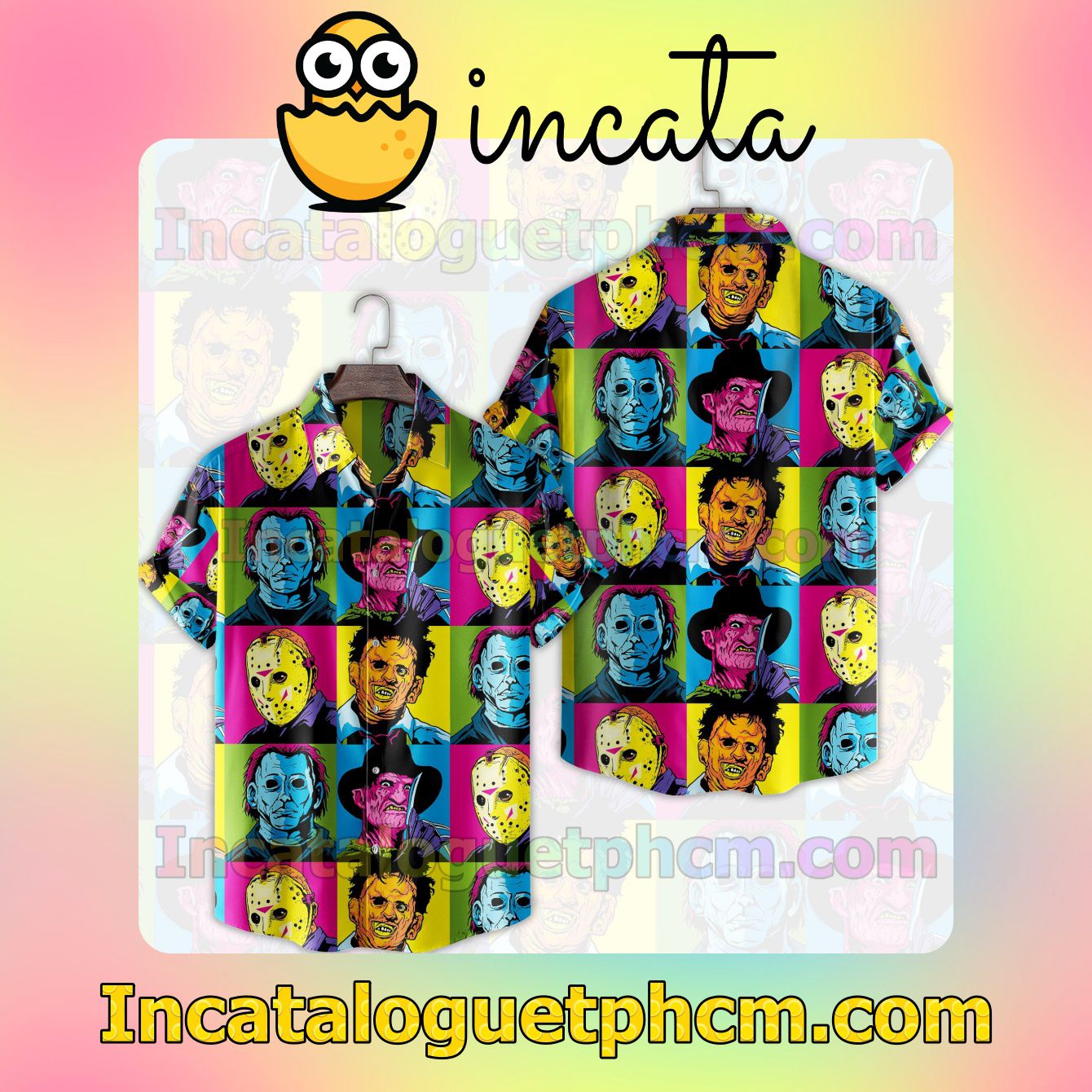 Horror Movie Characters Collage Colorful Unisex Shirts
