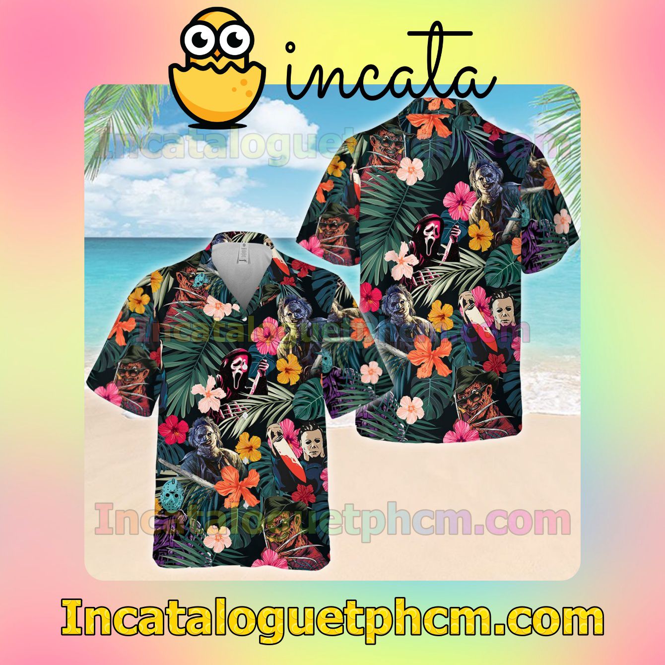 Horror Movie Characters Tropical Flower Unisex Shirts
