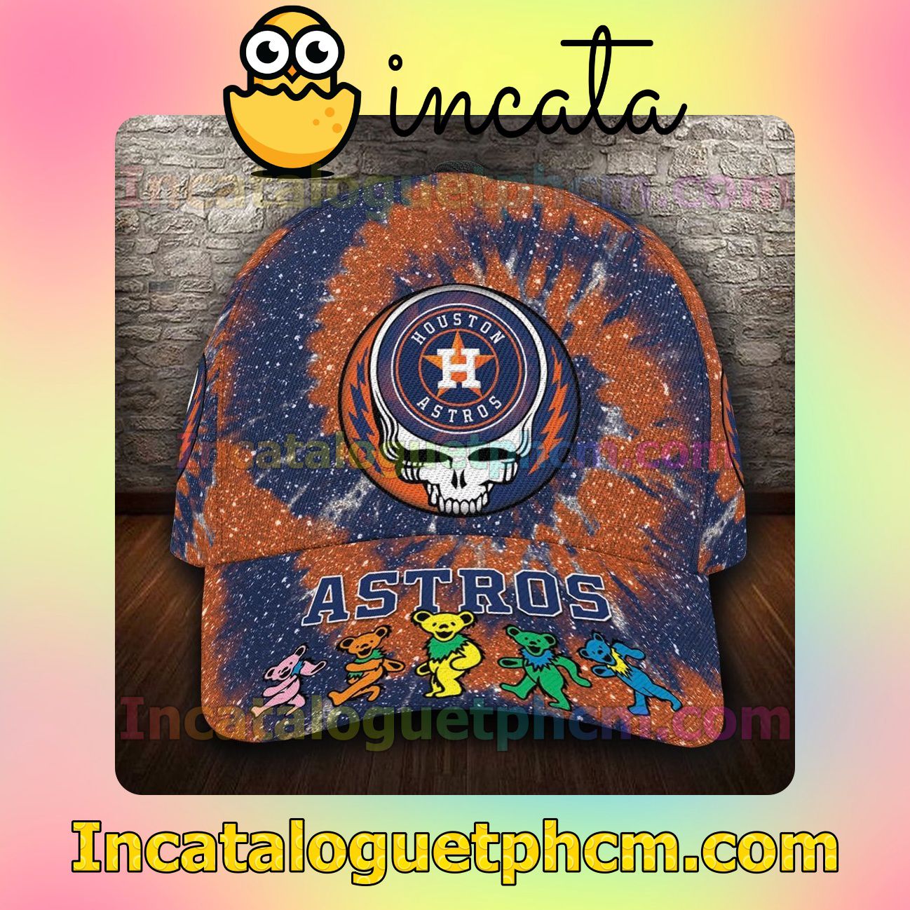 Near me Houston Astros & Grateful Dead Band MLB Customized Hat Caps