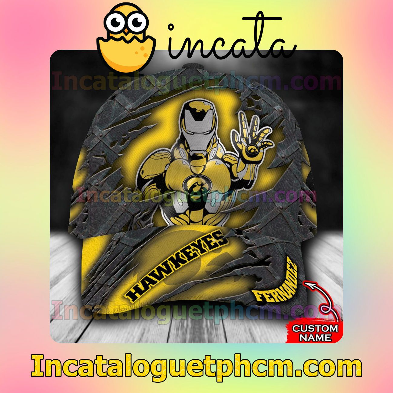 Only For Fan Iowa Hawkeyes Iron Man NCAA Customized Hat Caps