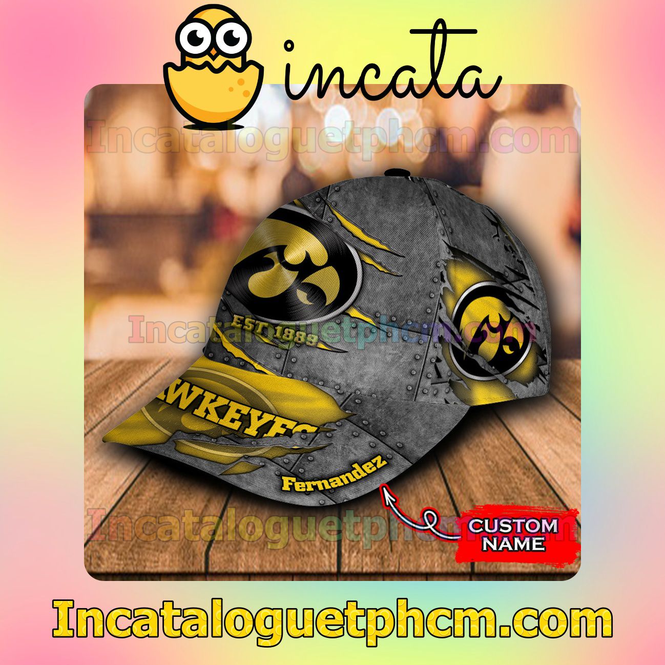 Free Iowa Hawkeyes Leather Zipper Print Customized Hat Caps