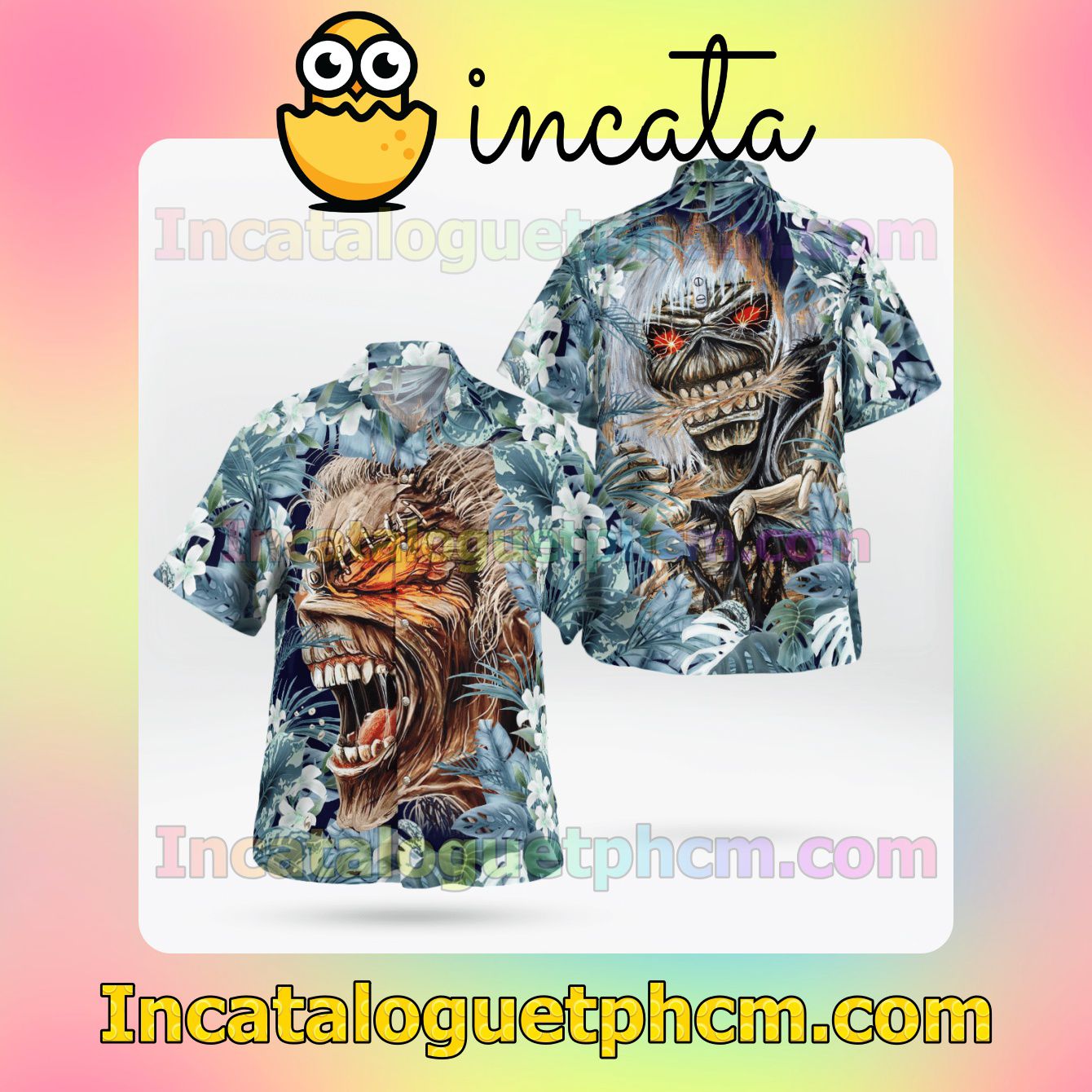 Iron Maiden Heavy Mental Tropical Short Sleeve Shirts