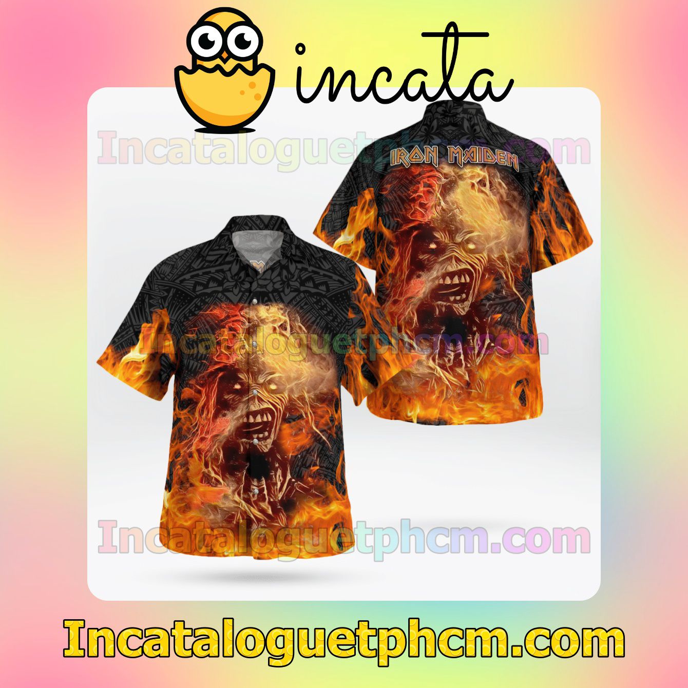 Iron Maiden Metal Flame Short Sleeve Shirts