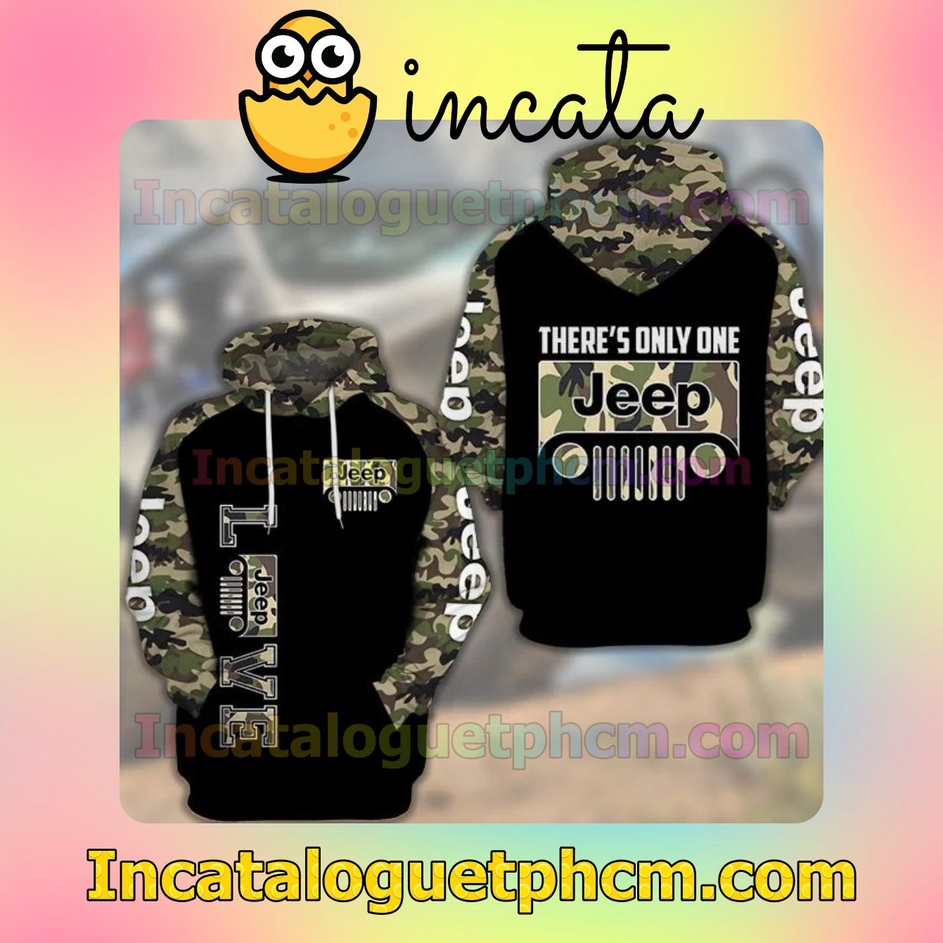 Jeep Love There's Only One Black Mix Camouflage Nike Zip Up Hoodie