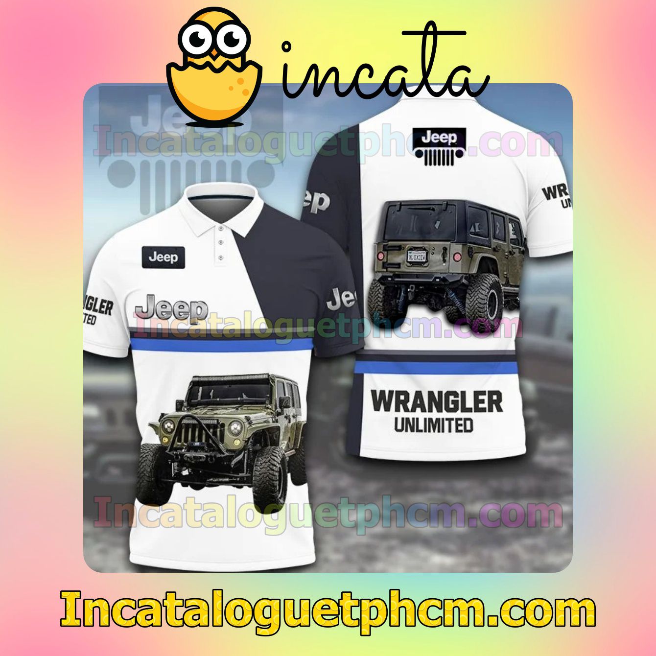 Jeep Wrangler Unlimited White Polo Gift For Men Dad