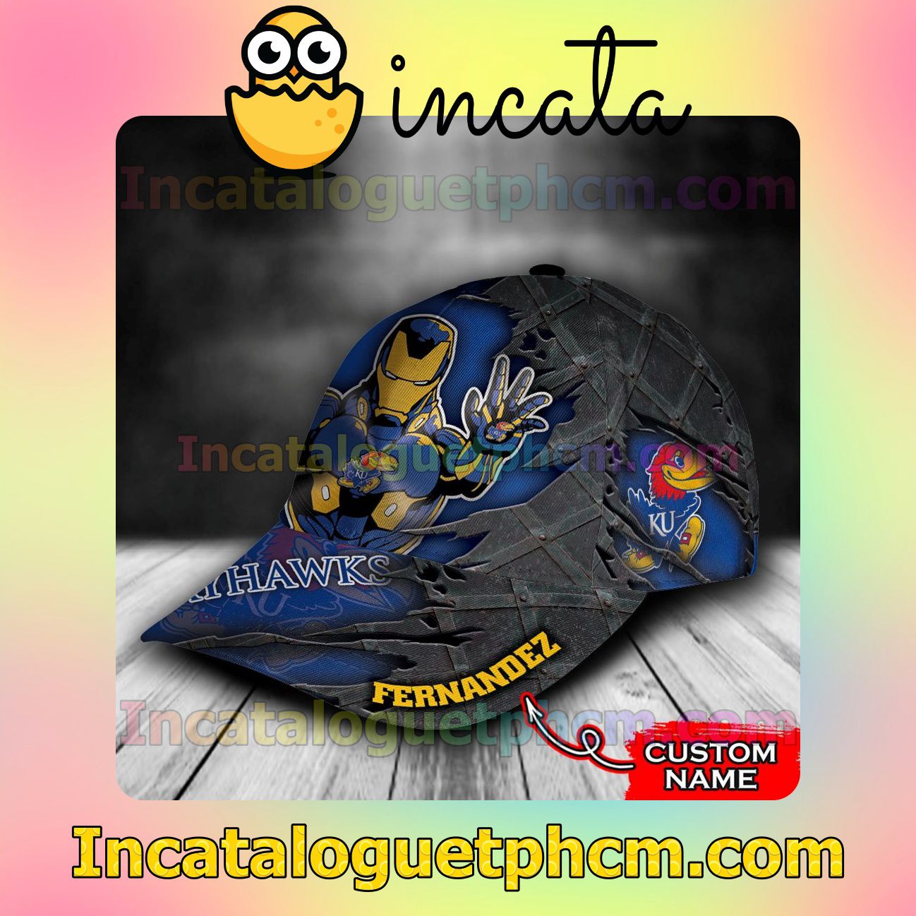 Wonderful Kansas Jayhawks Iron Man NCAA Customized Hat Caps