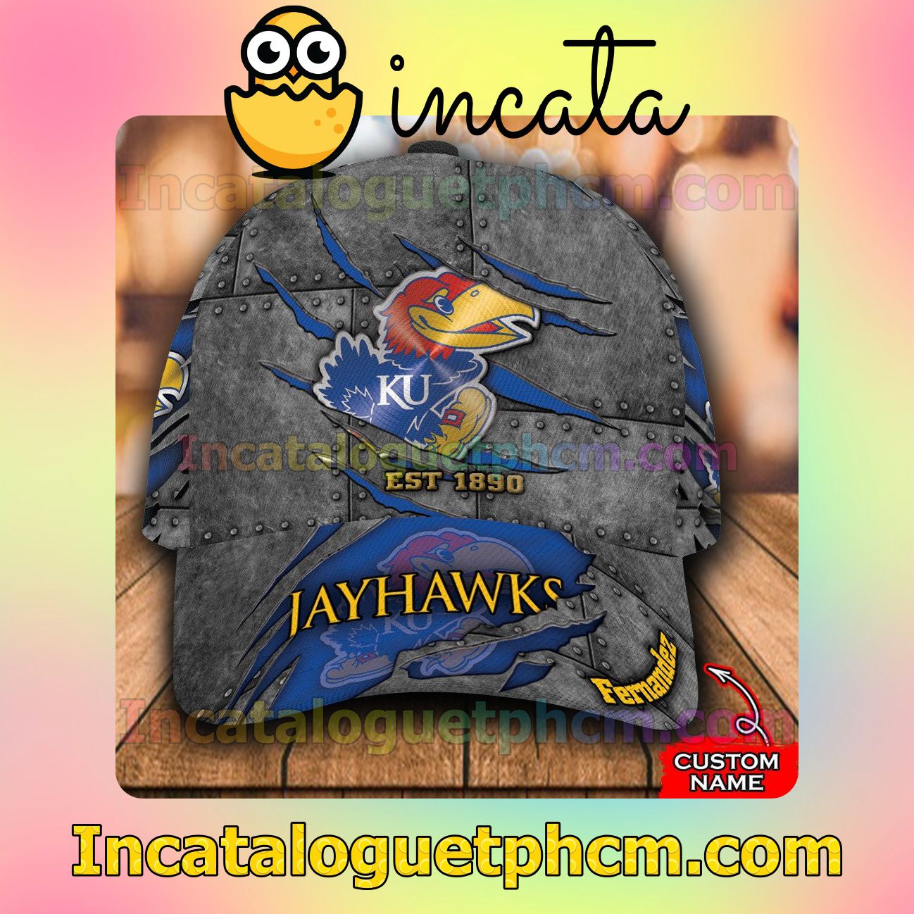 Amazing Kansas Jayhawks Leather Zipper Print Customized Hat Caps