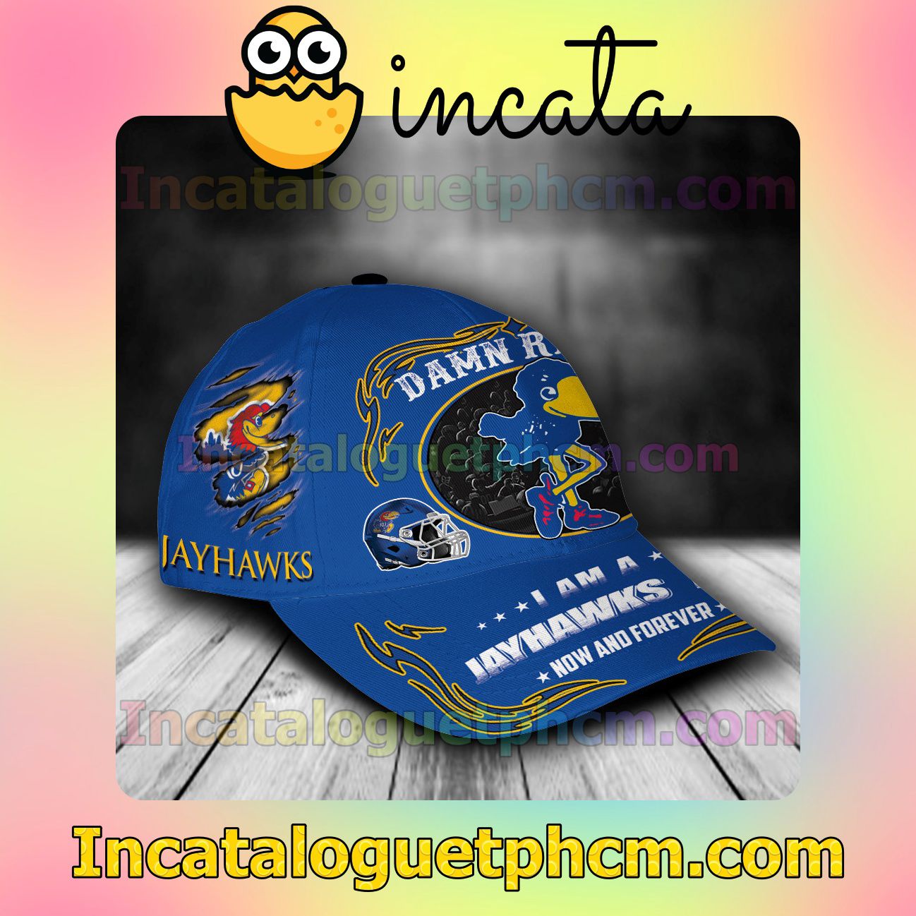 Top Selling Kansas Jayhawks Mascot NCAA Customized Hat Caps