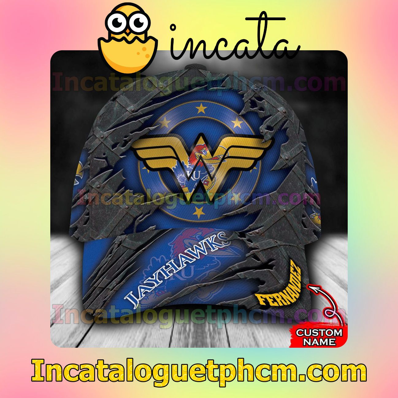 Order Kansas Jayhawks Wonder Wonman NCAA Customized Hat Caps