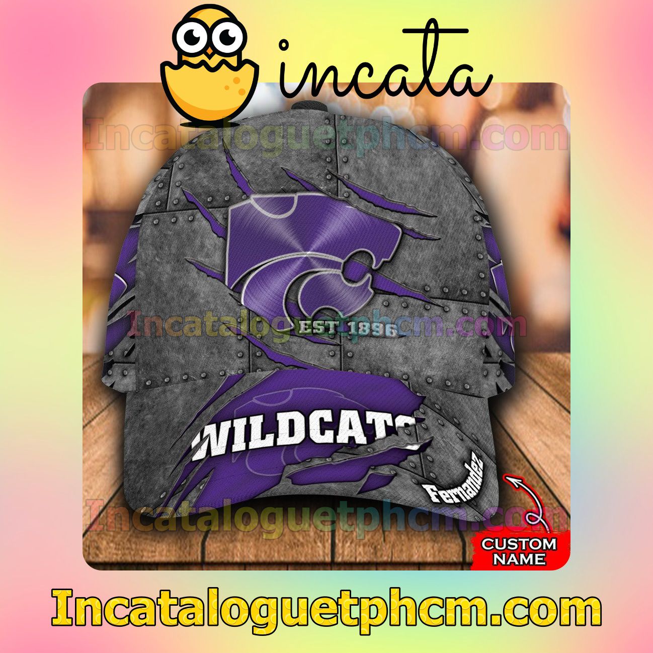 Best Kansas State Wildcats Leather Zipper Print Customized Hat Caps