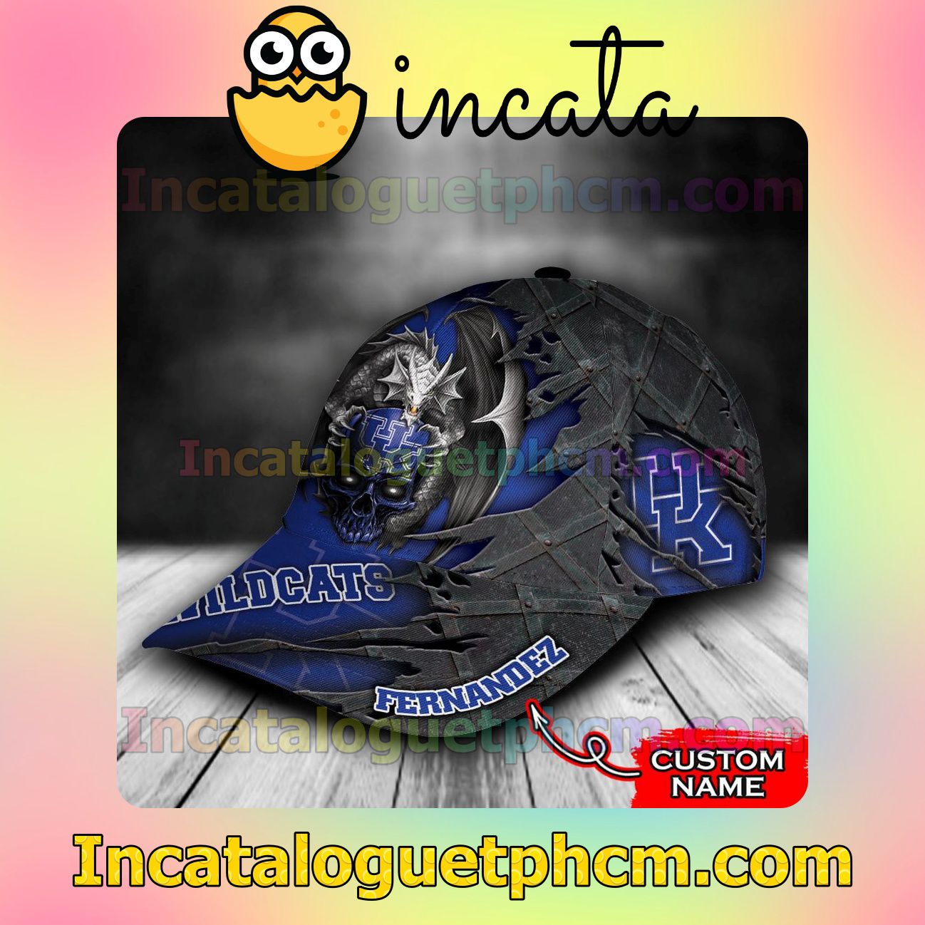 Handmade Kentucky Wildcats Dragon NCAA Customized Hat Caps