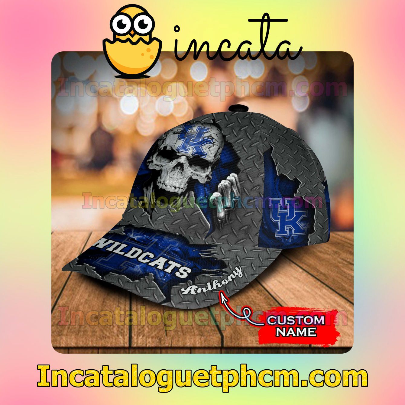 Gorgeous Kentucky Wildcats SKULL NCAA Customized Hat Caps