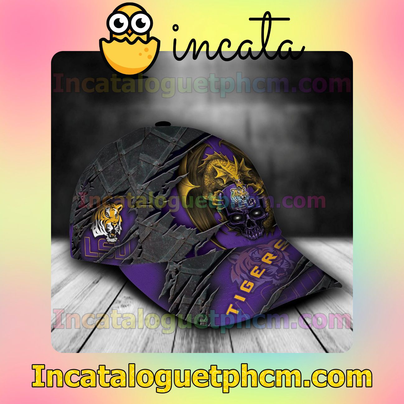 All Over Print LSU Tigers Dragon NCAA Customized Hat Caps