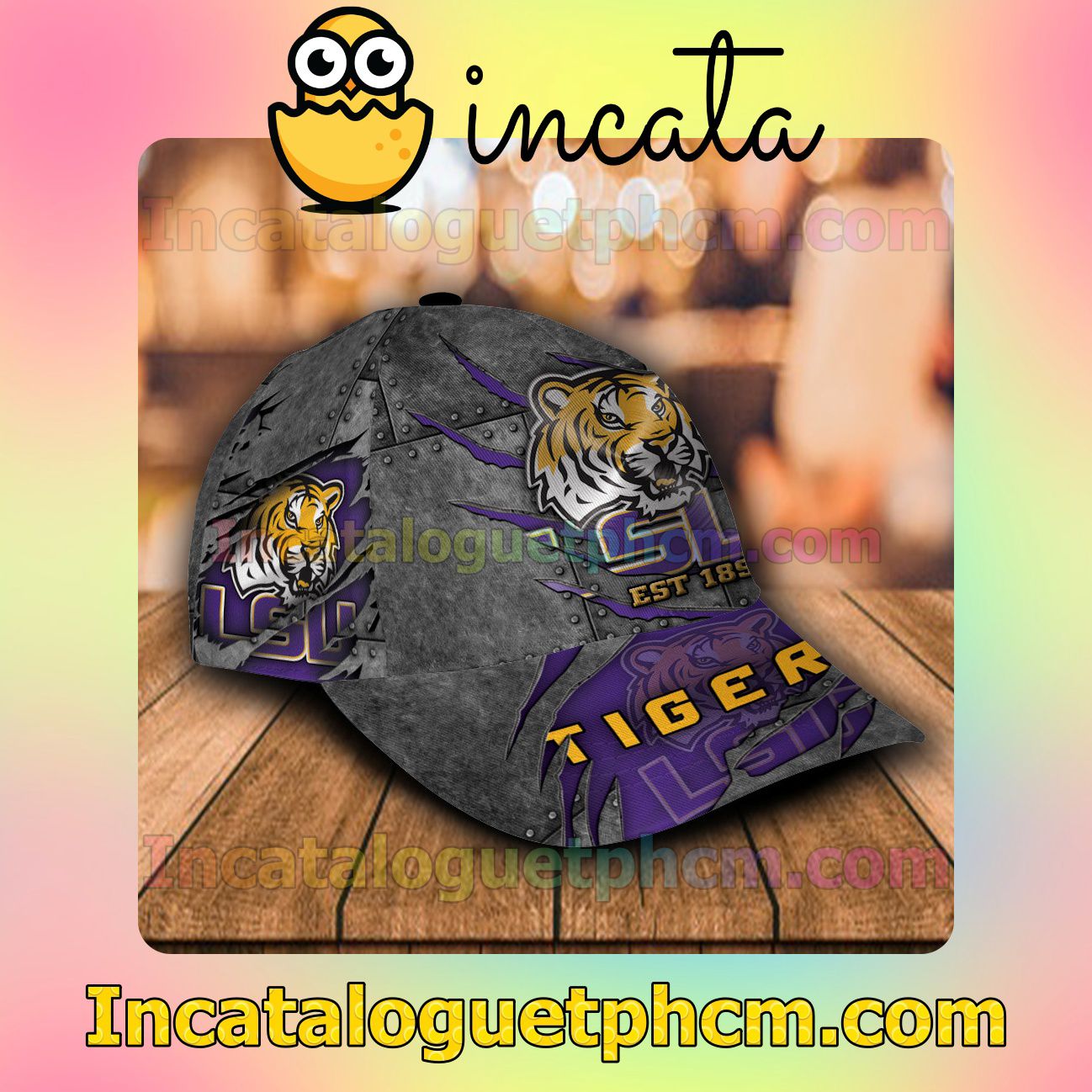 Funny Tee LSU Tigers Leather Zipper Print Customized Hat Caps