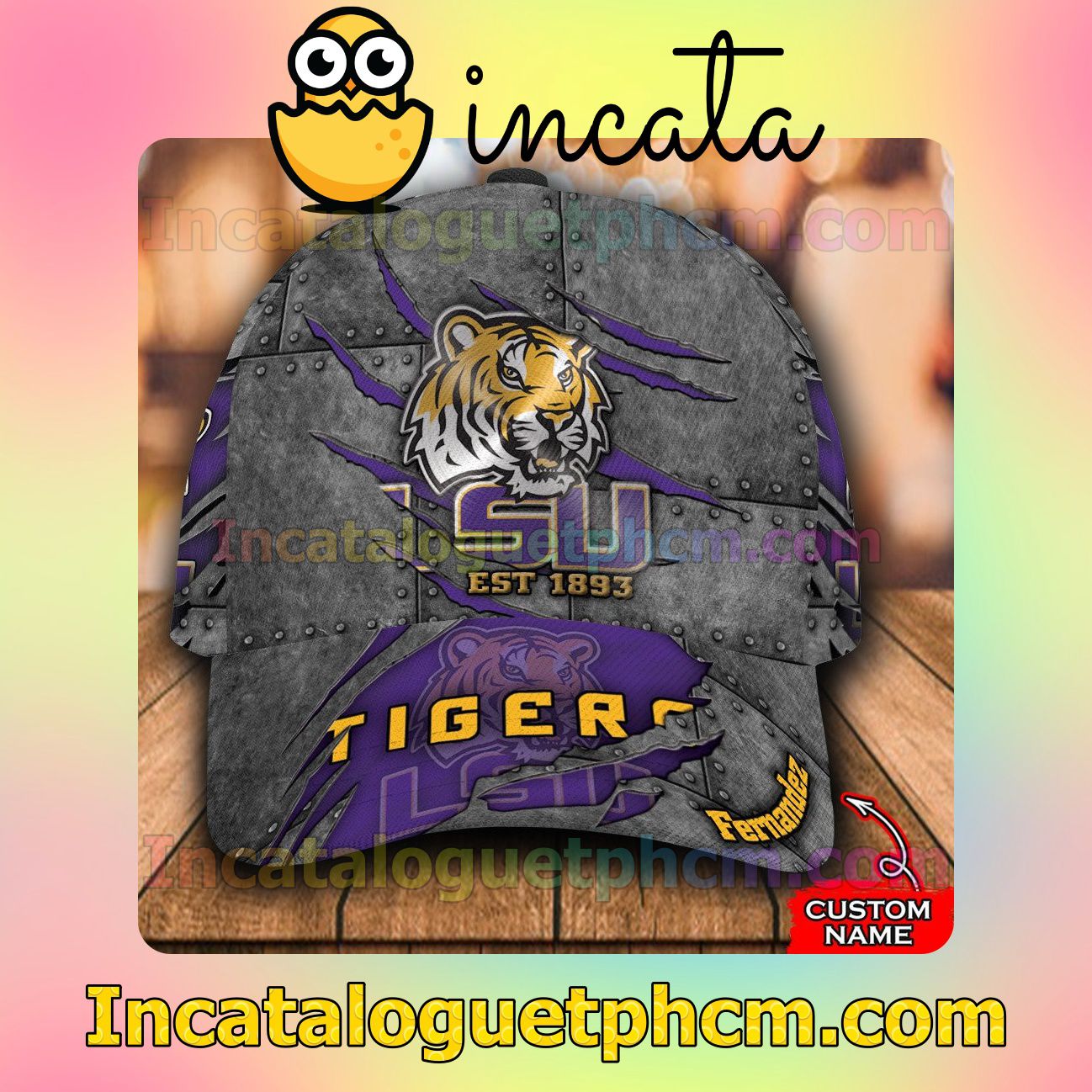 Real LSU Tigers Leather Zipper Print Customized Hat Caps