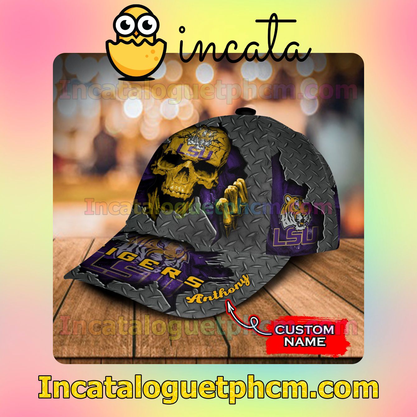Best Shop LSU Tigers SKULL NCAA Customized Hat Caps