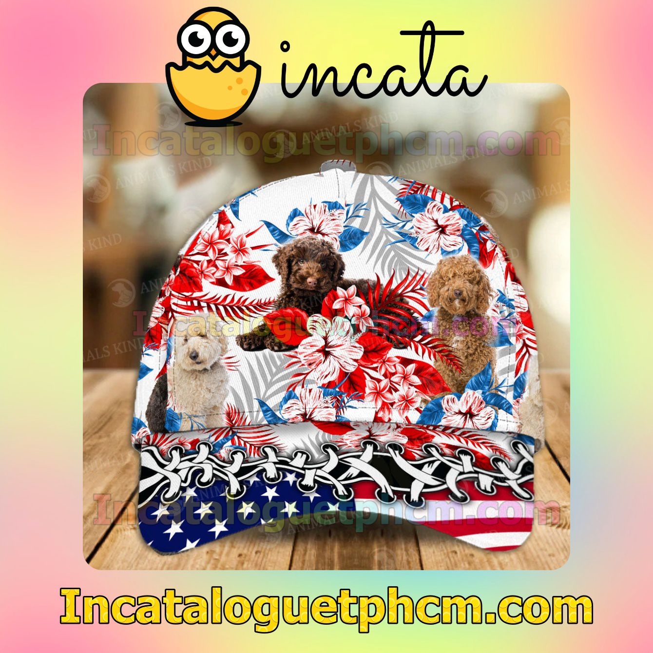 Labradoodle American Flag Dog Lover Caps