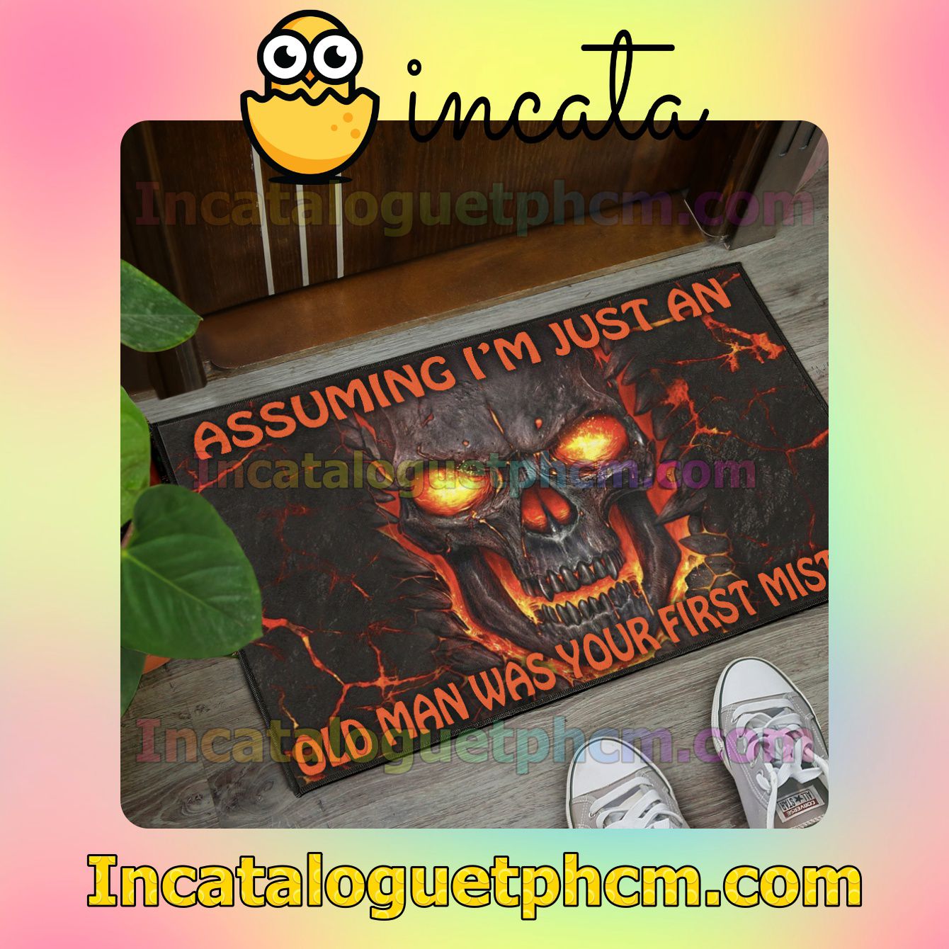 Amazon Lava Skull Assuming I'm Just An Old Man Was Your First Mistake Floor Mat