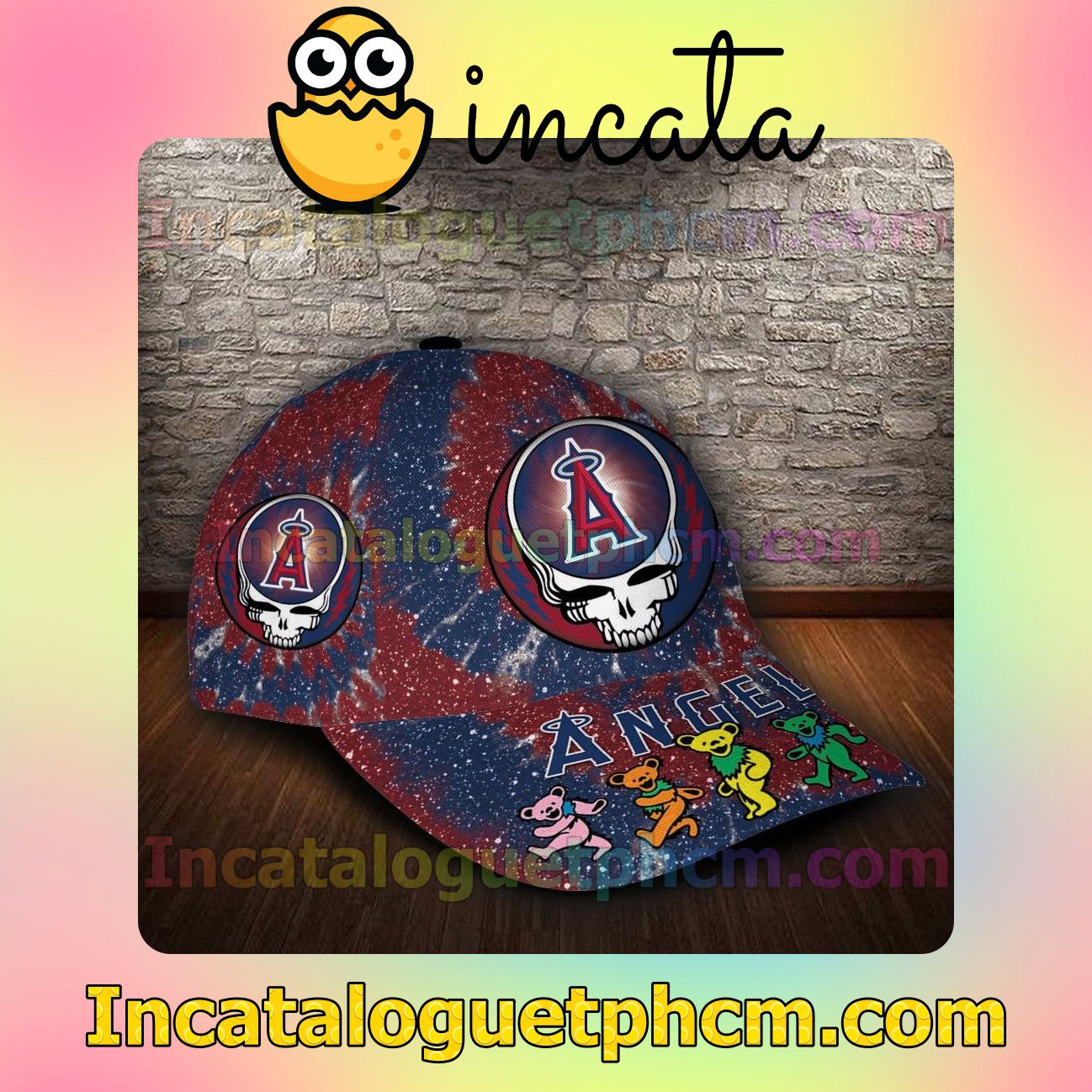 Very Good Quality Los Angeles Angels & Grateful Dead Band MLB Customized Hat Caps